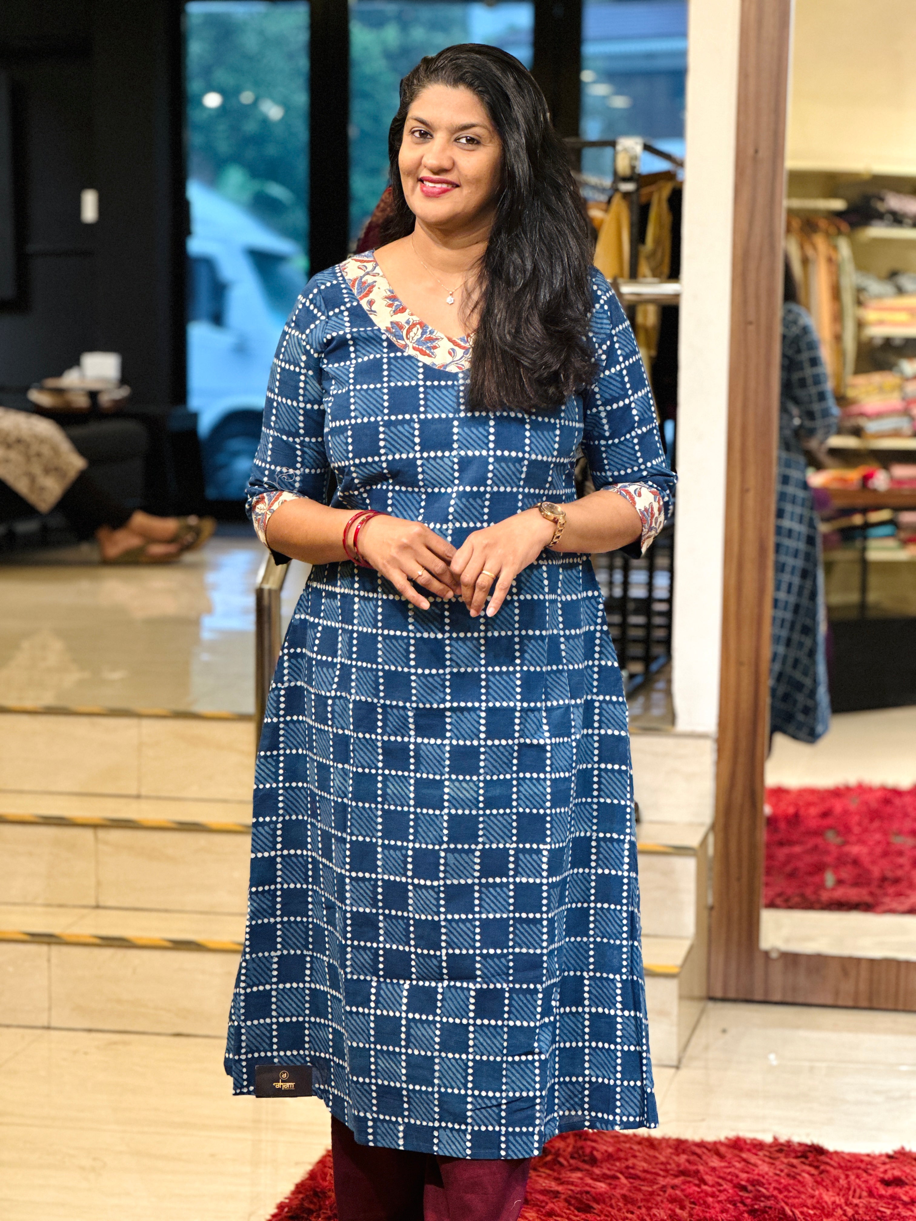 Block Print Detailed Cotton Kurta | DNT719