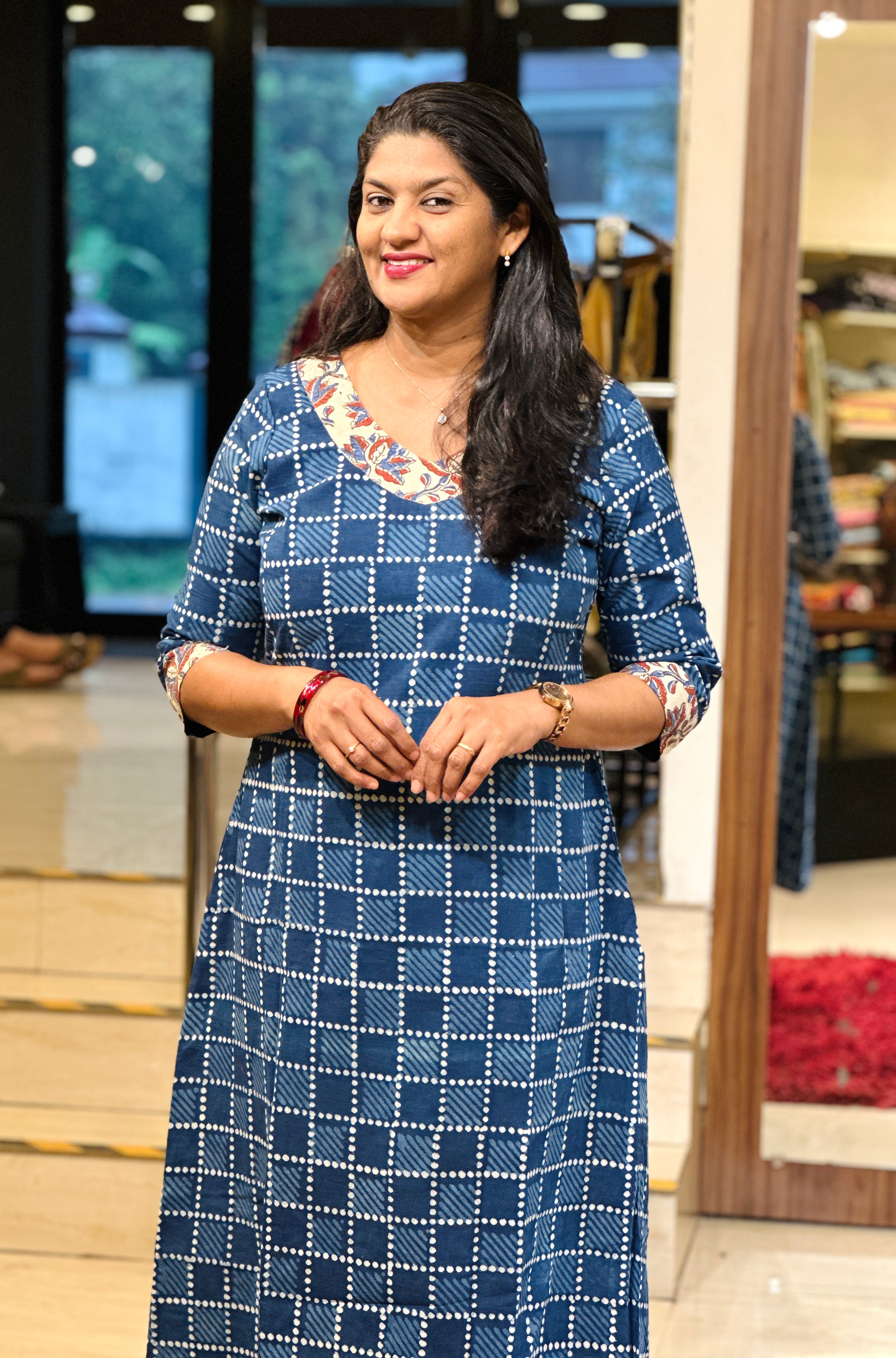 Block Print Detailed Cotton Kurta | DNT719