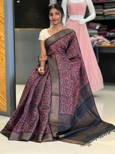 Floral Printed Design Tussar Saree | HS1200