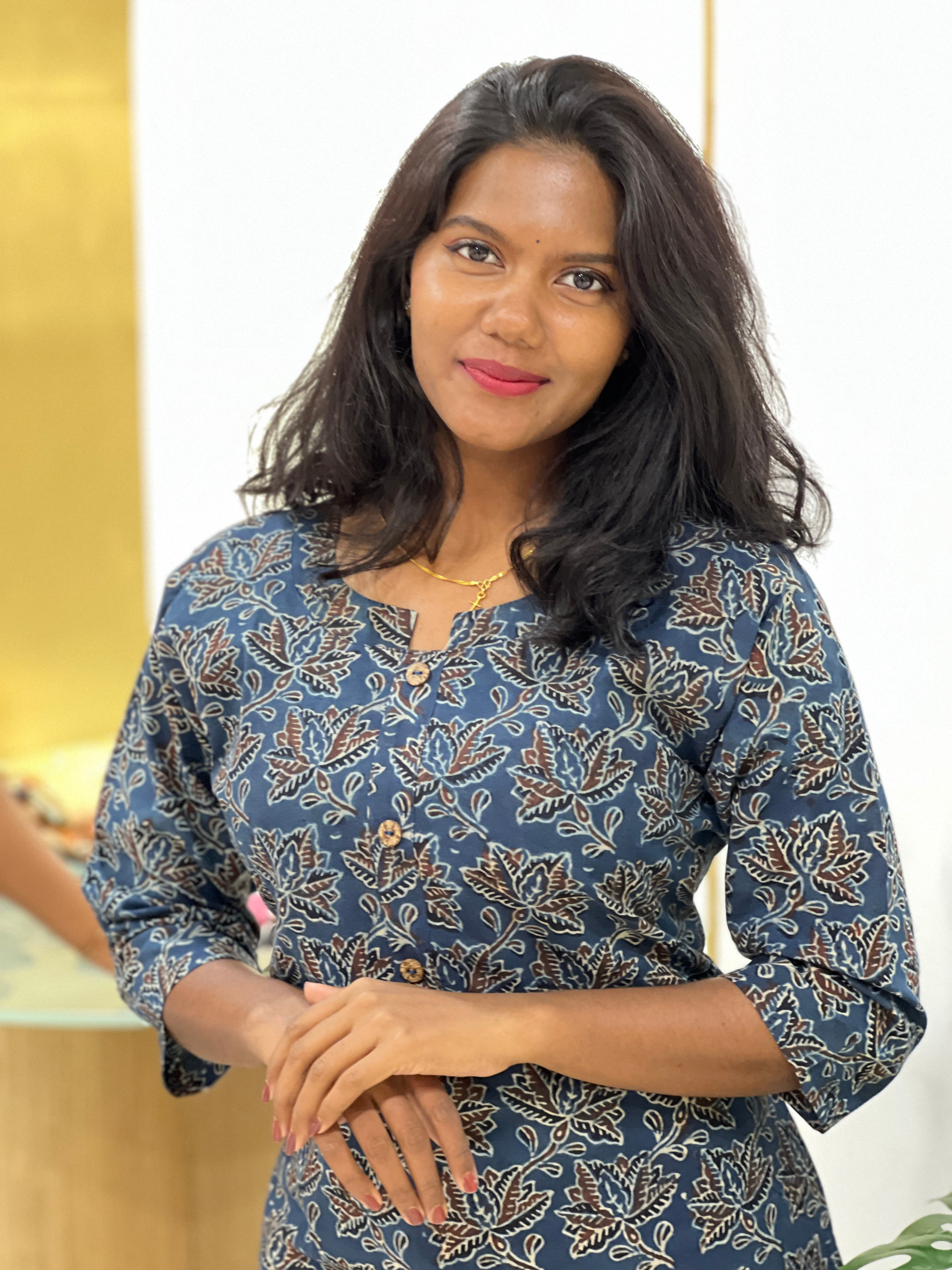 Leaf Printed Cotton Kurta | RMLA114