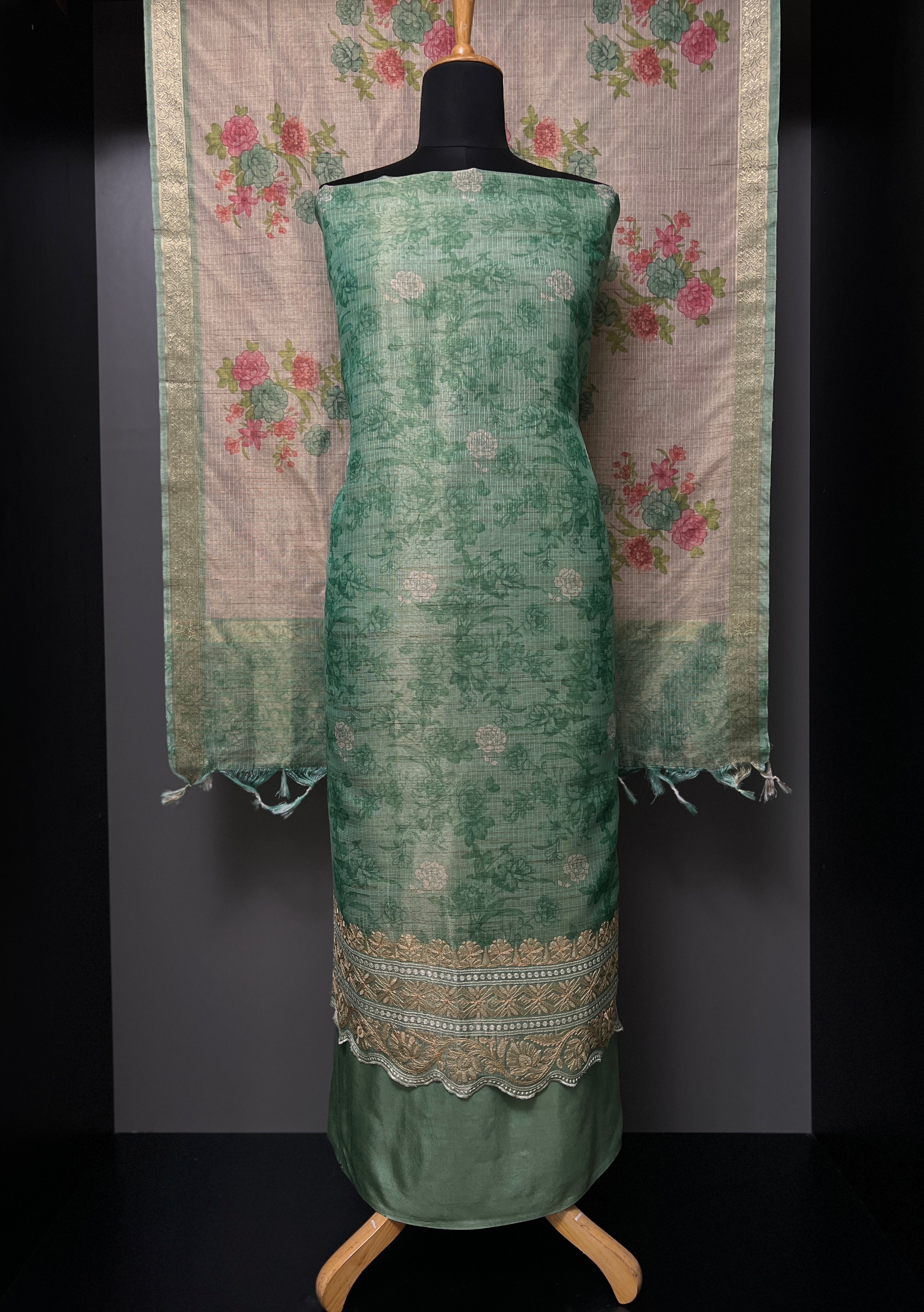 Floral Print With Embroidery Detailed Tissue Salwar Set | SBP877
