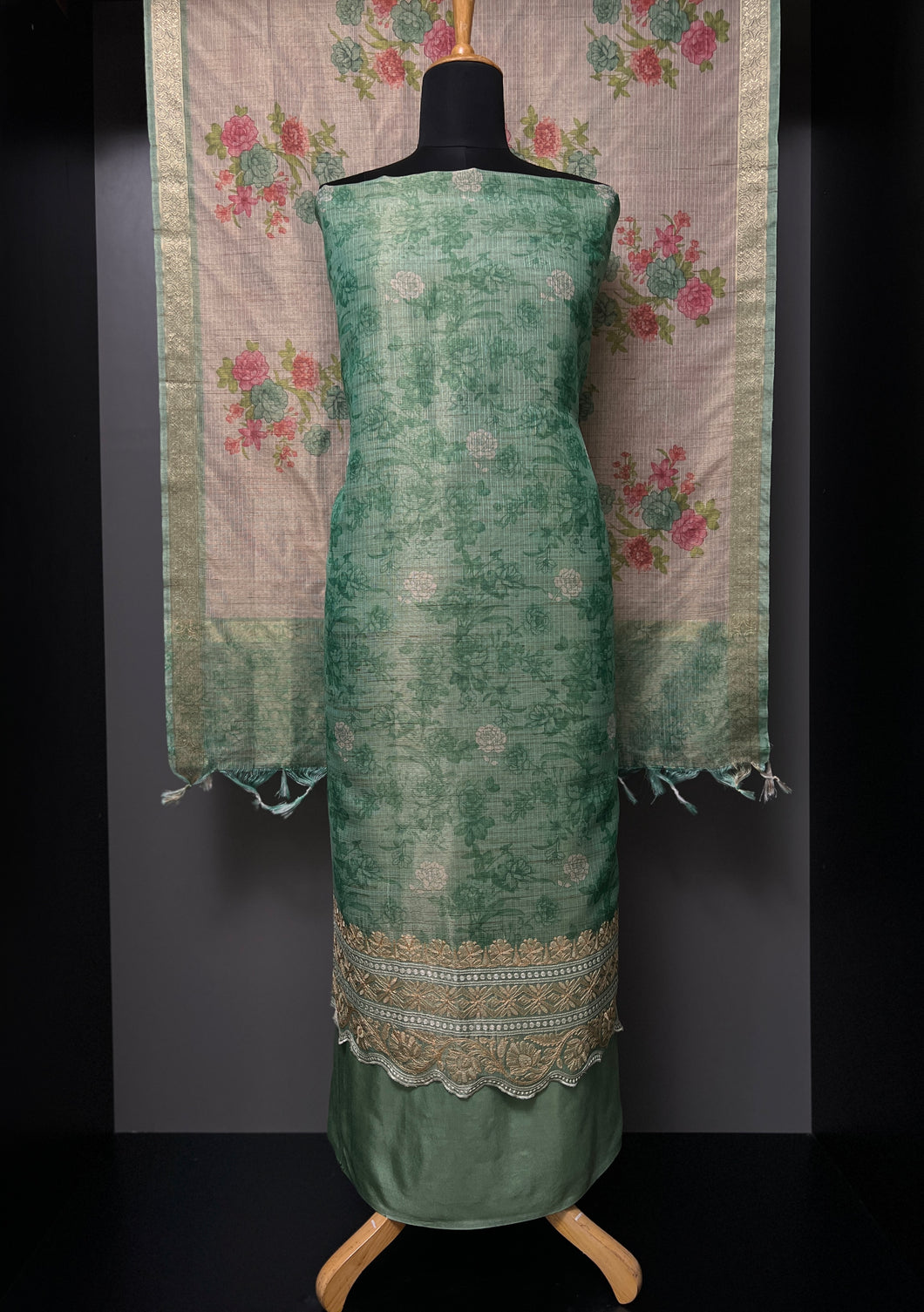 Floral Print With Embroidery Detailed Tissue Salwar Set | SBP877