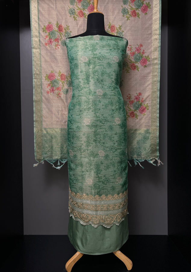 Floral Print With Embroidery Detailed Tissue Salwar Set | SBP877