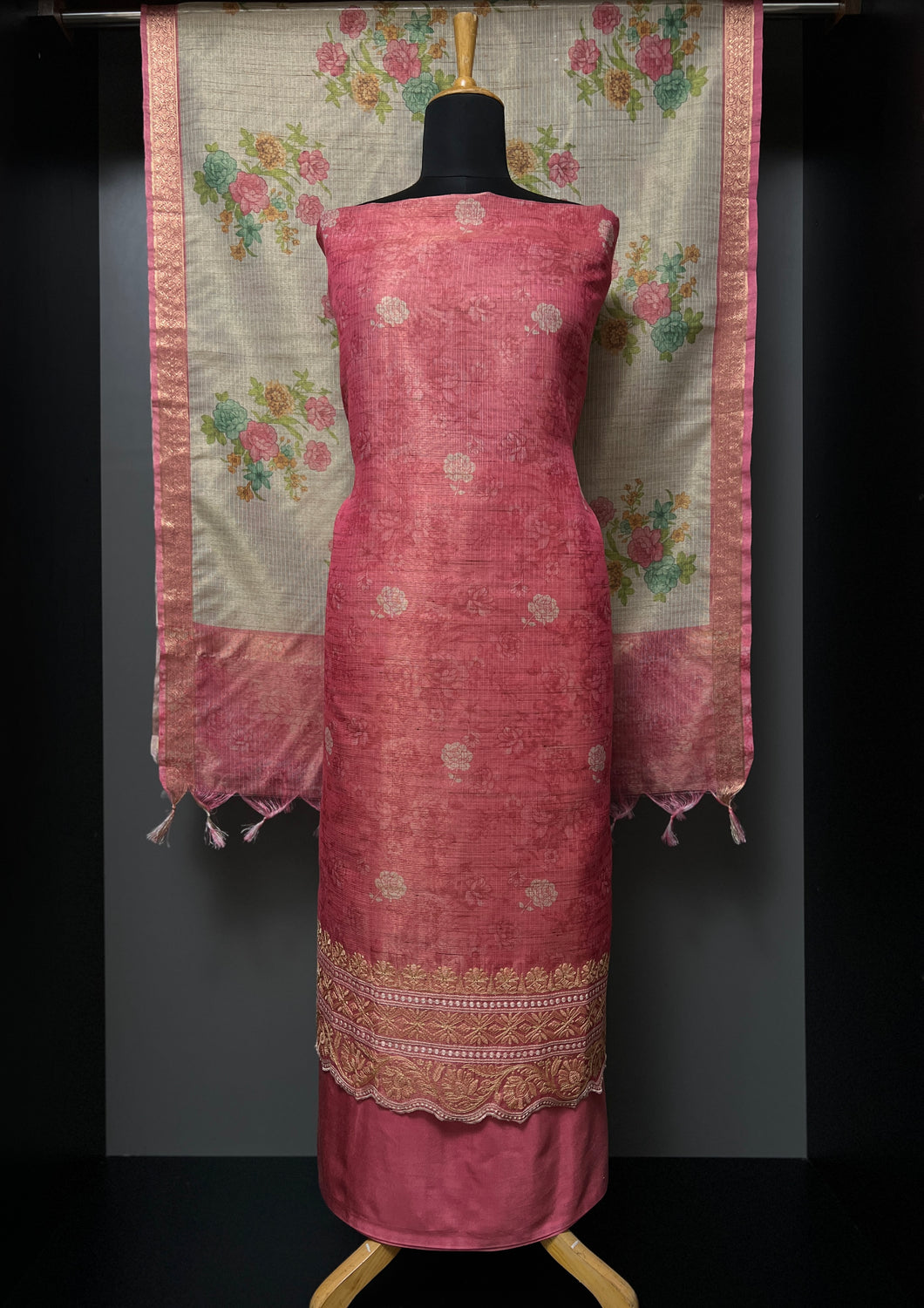 Floral Print With Embroidery Detailed Tissue Salwar Set | SBP880