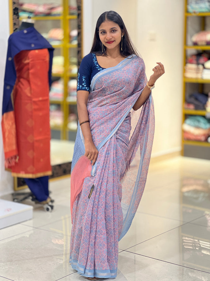 Geometrical Printed Chanderi Saree | SMC103