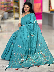 Floral Embroidered Tussar Finish Saree | RP694