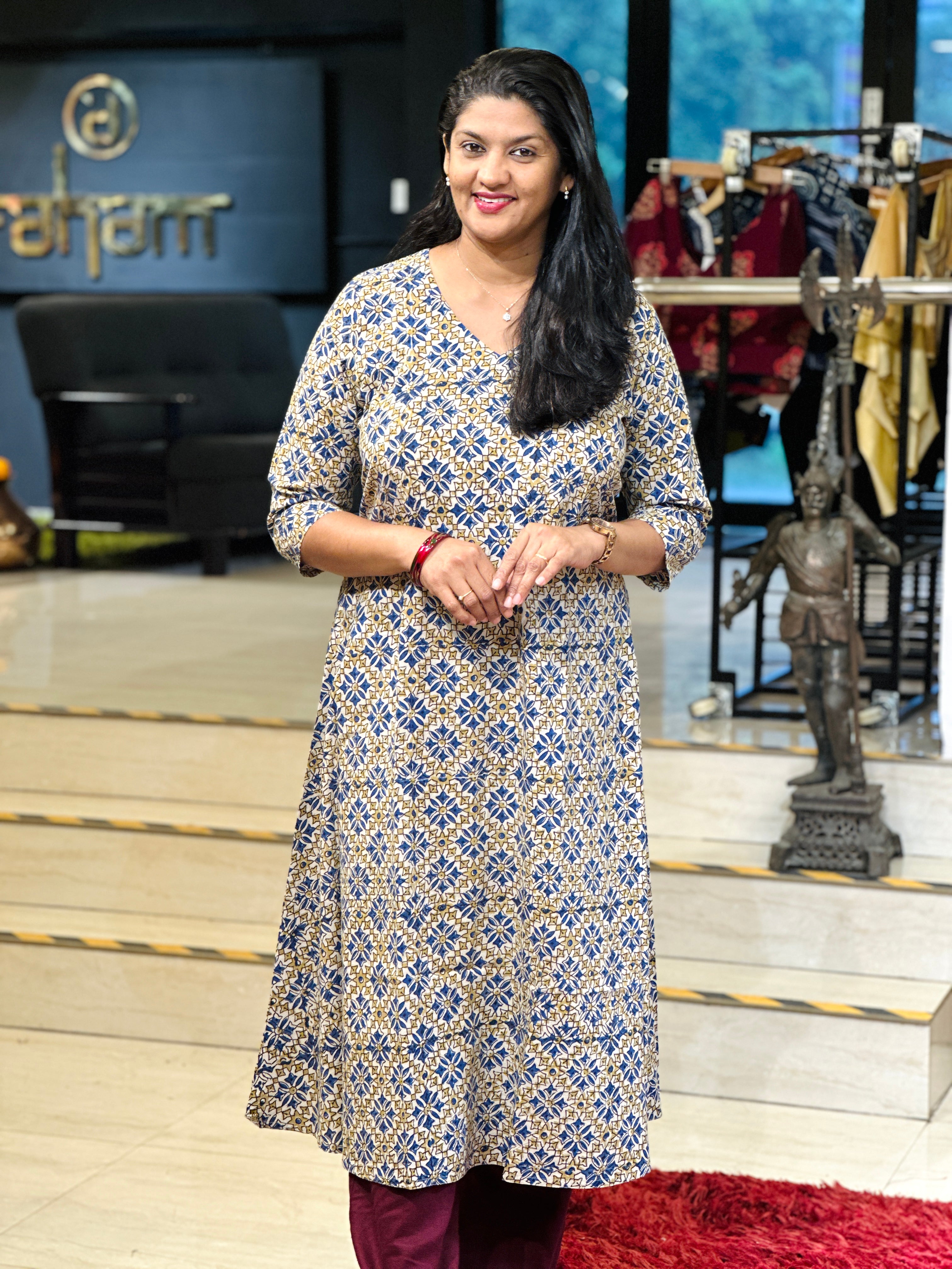 Print Detailed Cotton Kurta | DNT769