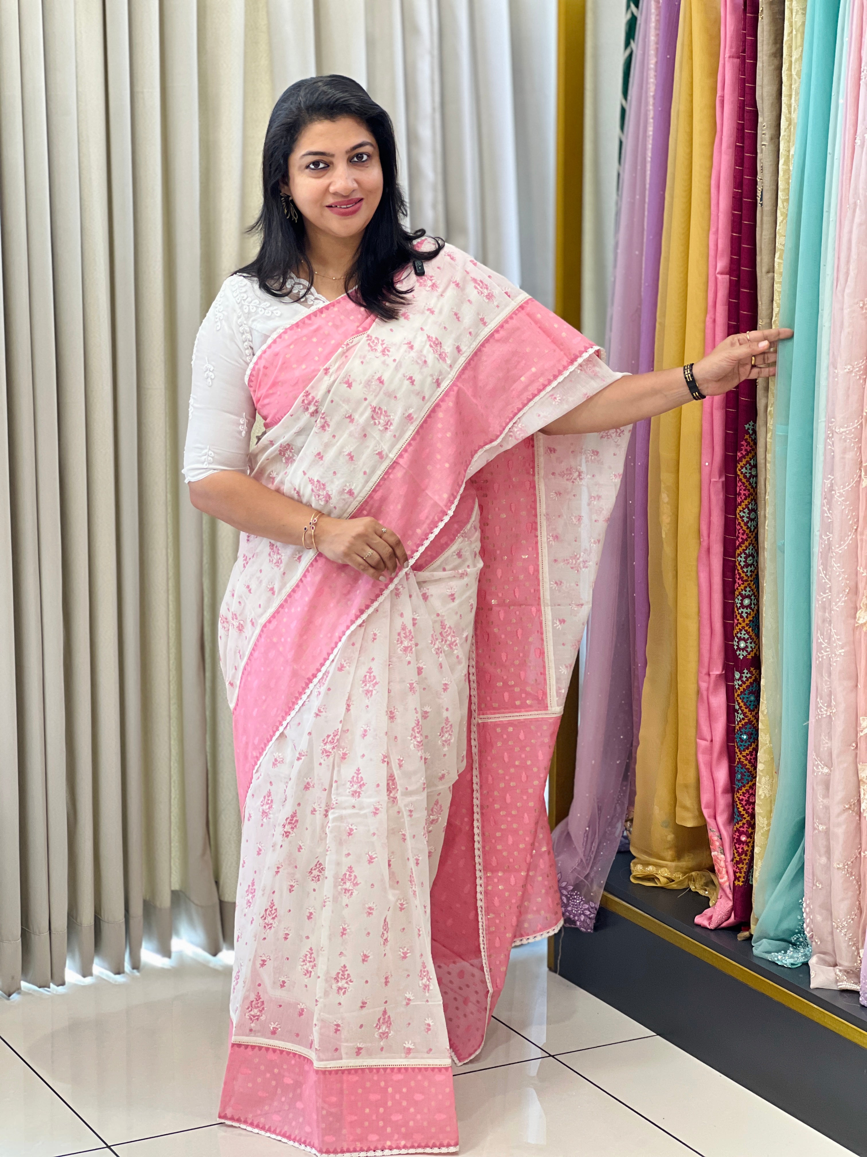 Hand Block Printed Chanderi Saree | JSC609
