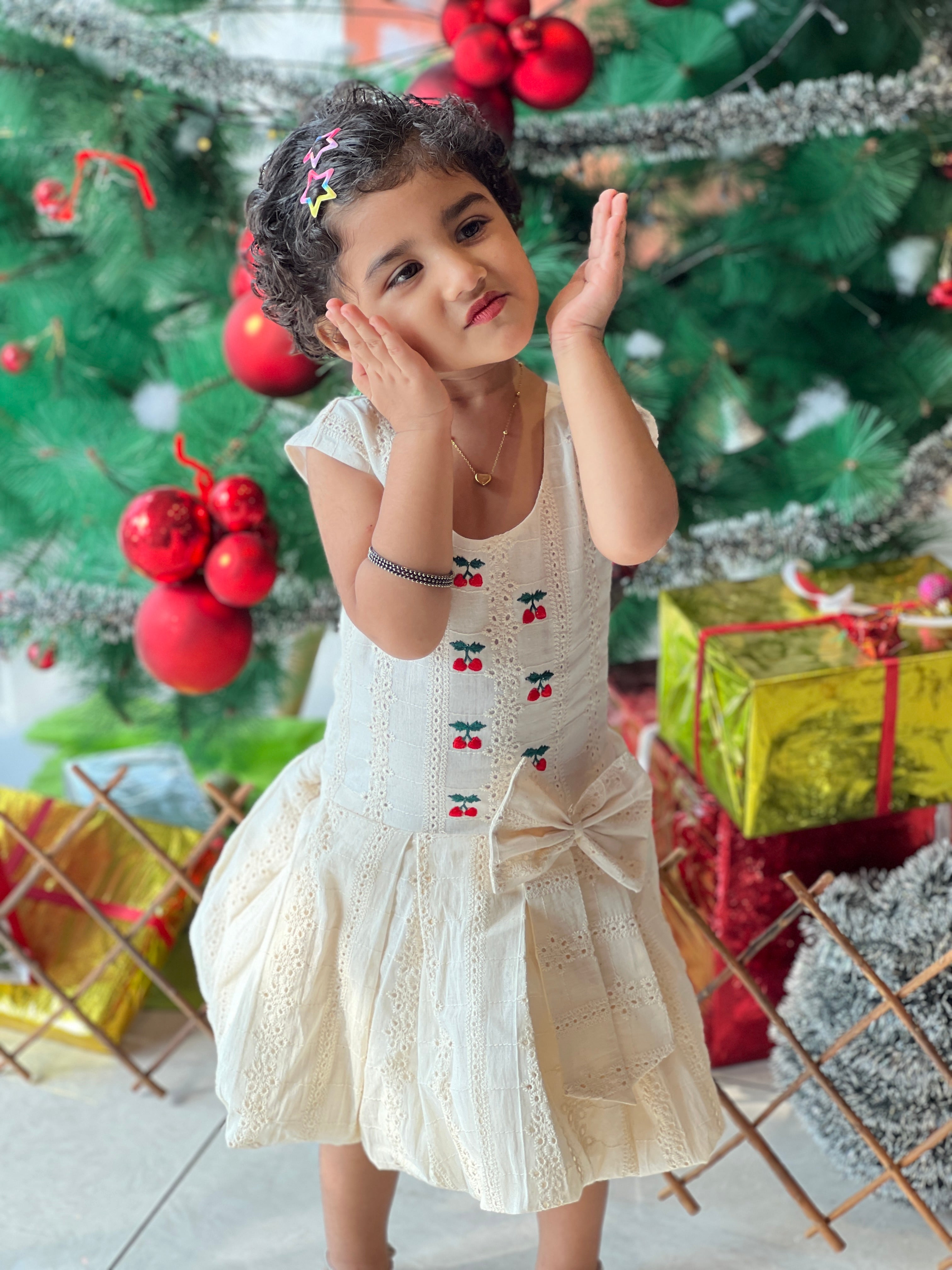 Cherry Embroidery Detailed Hakoba Unstitched Frock | CMK102