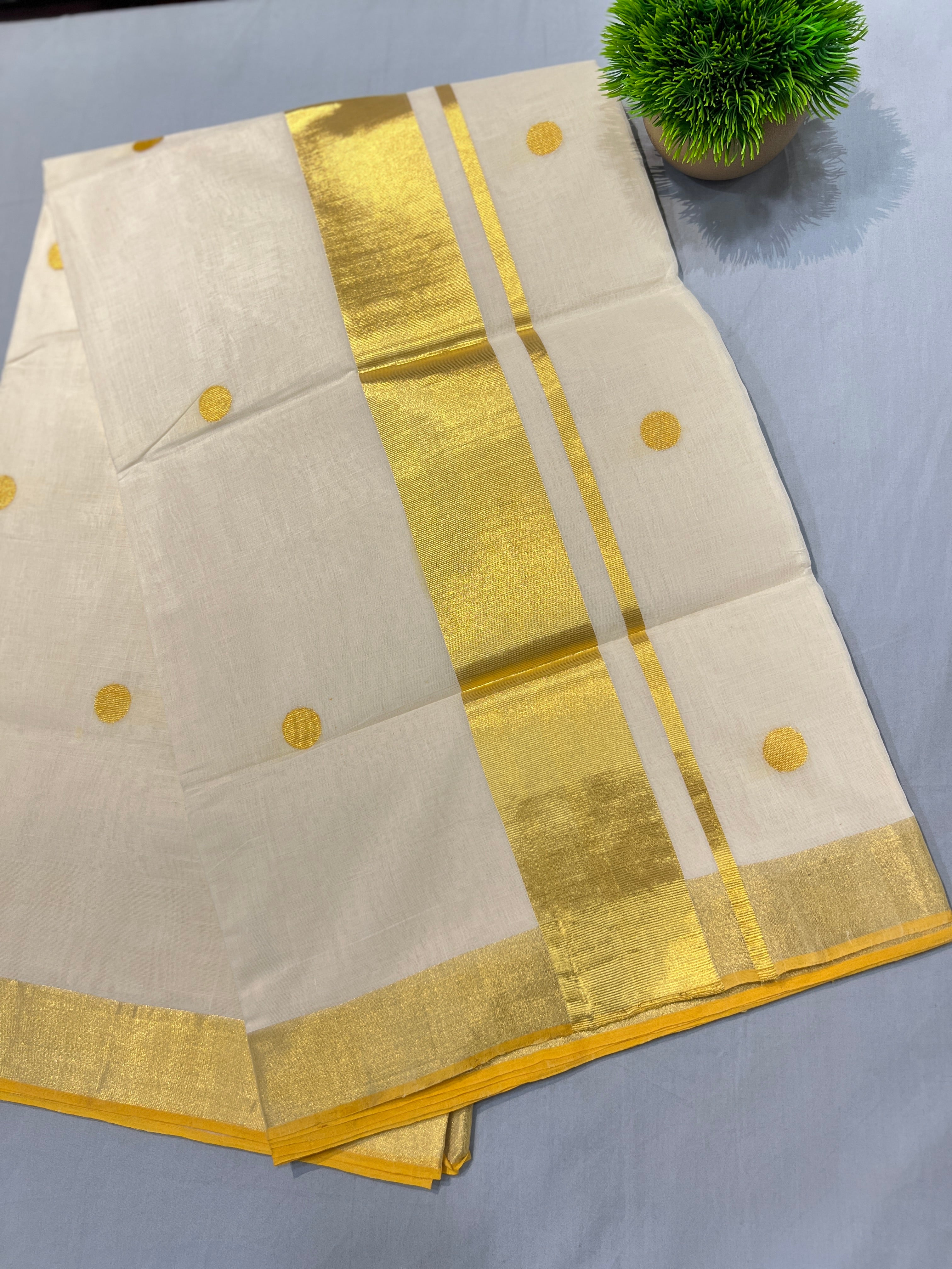 Zari Woven Pure Handloom Kerala Cotton Saree | KL411
