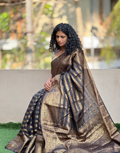 Banarasi Stripe Semi Silk Saree | AHD1763