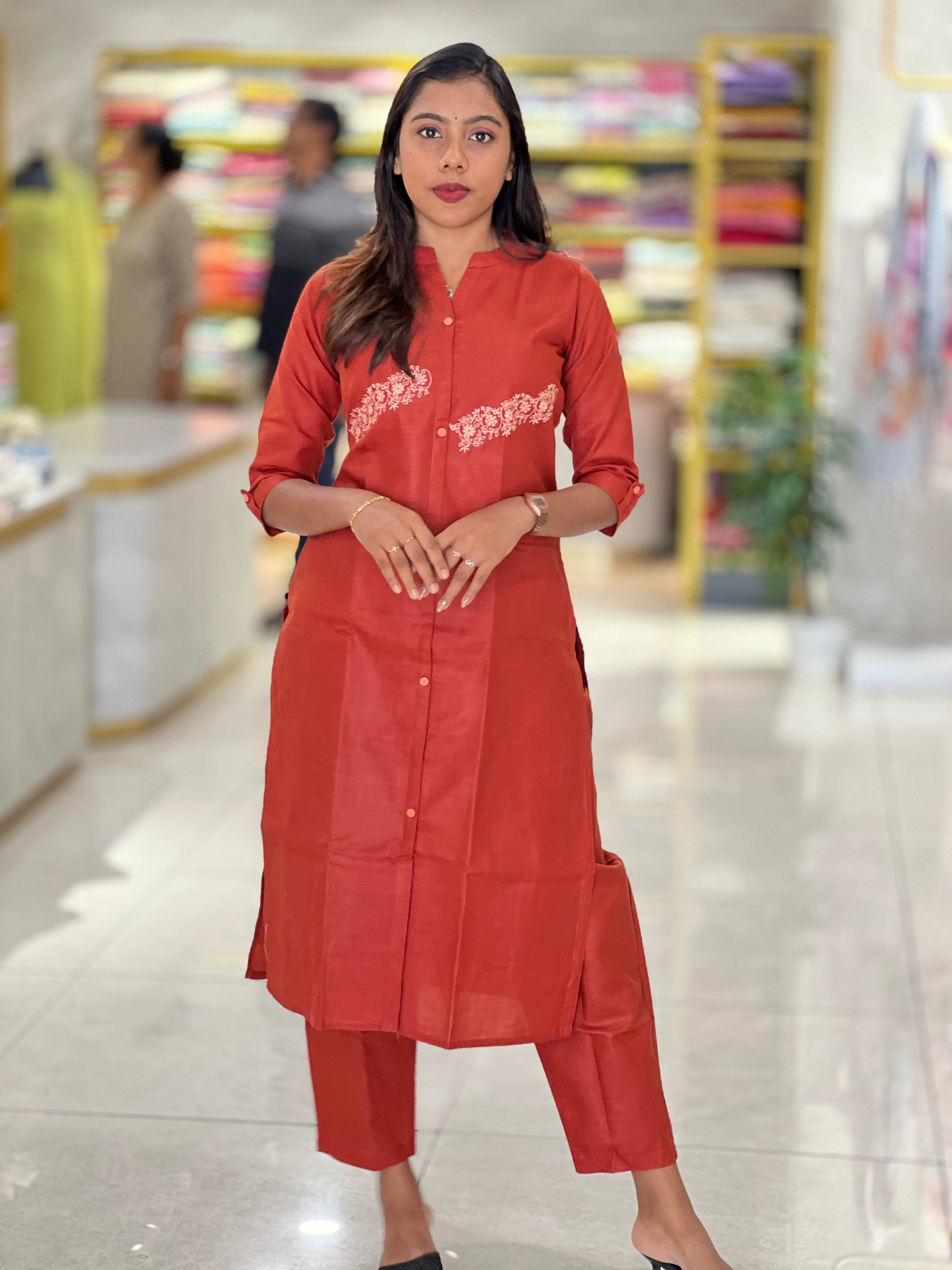 Floral Embroidery Bagalpuri Linen Finish Kurta Set | MSN120