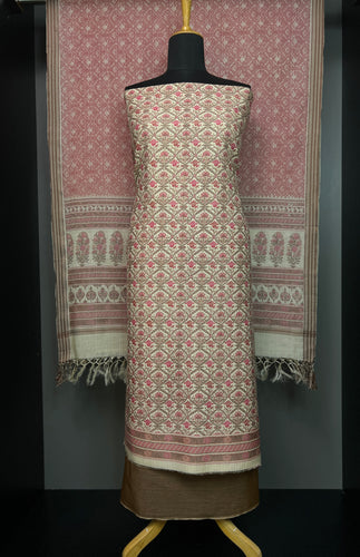Hand Block Printed Tussar-Cotton Salwar Set | UVS140