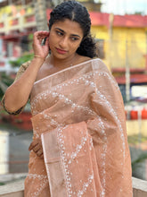 Floral Embroidery Pattern Bhagalpuri Linen Saree | RP367