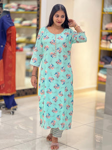 Print Design  Slub Cotton Kurta Set | SV240