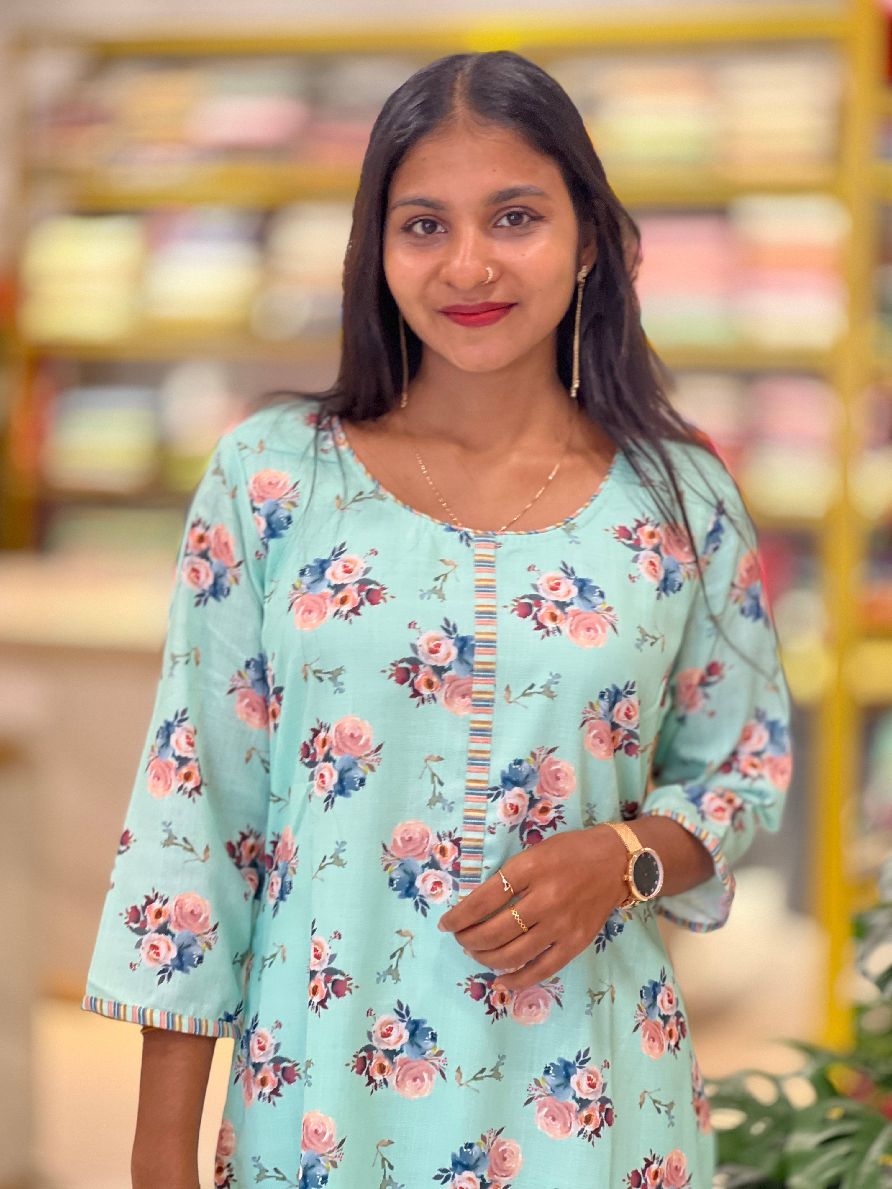 Print Design  Slub Cotton Kurta Set | SV240