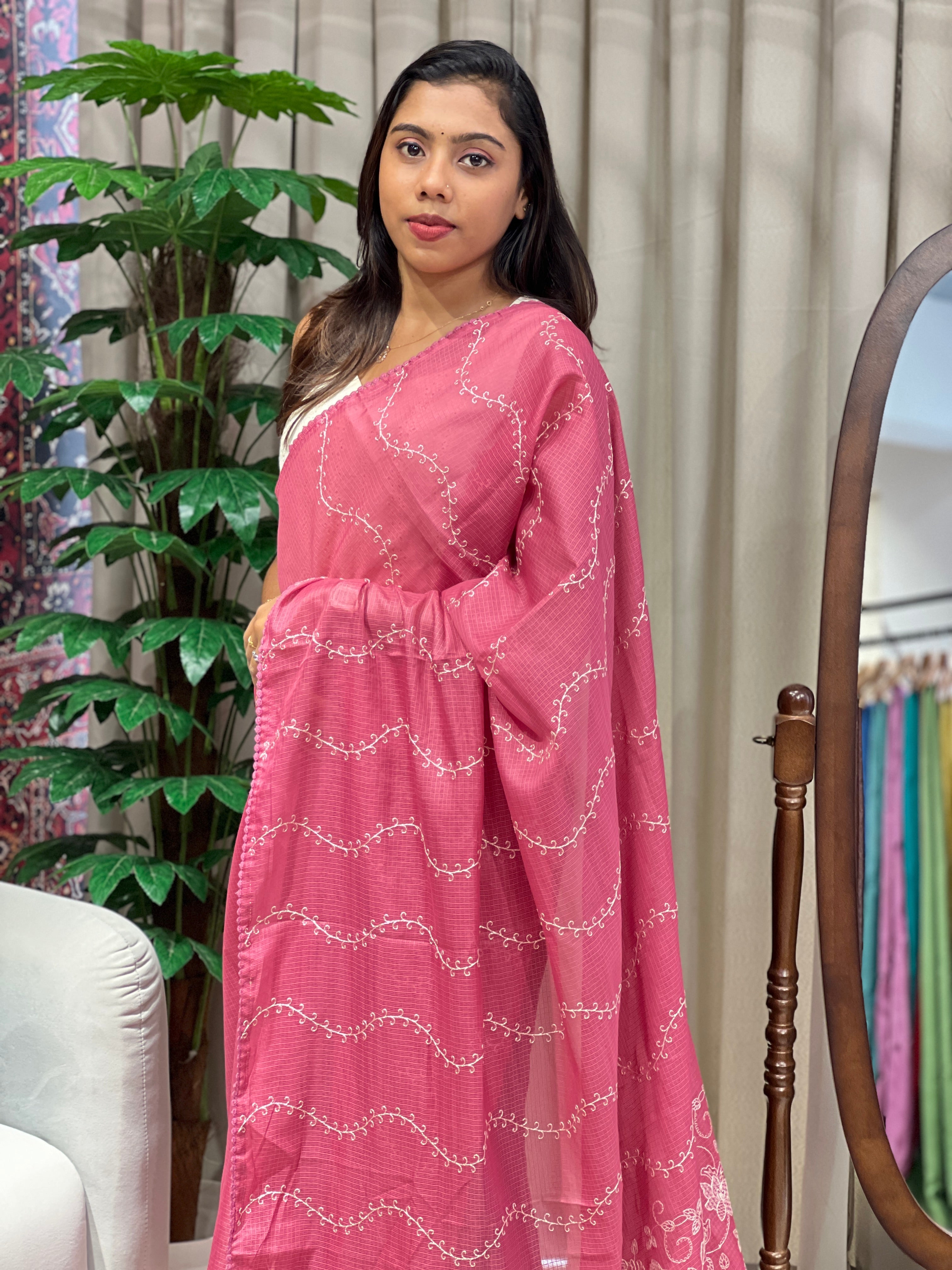 Embroidery Detailed Silky Kota Saree | BLD2048