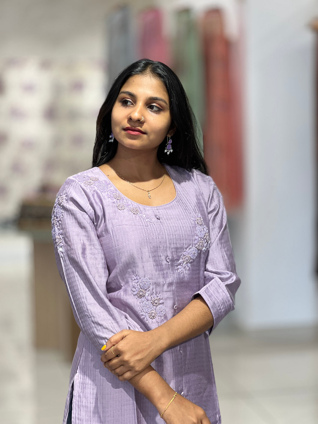 Hand Work Detailed Chanderi Finish Kurta | YAS131