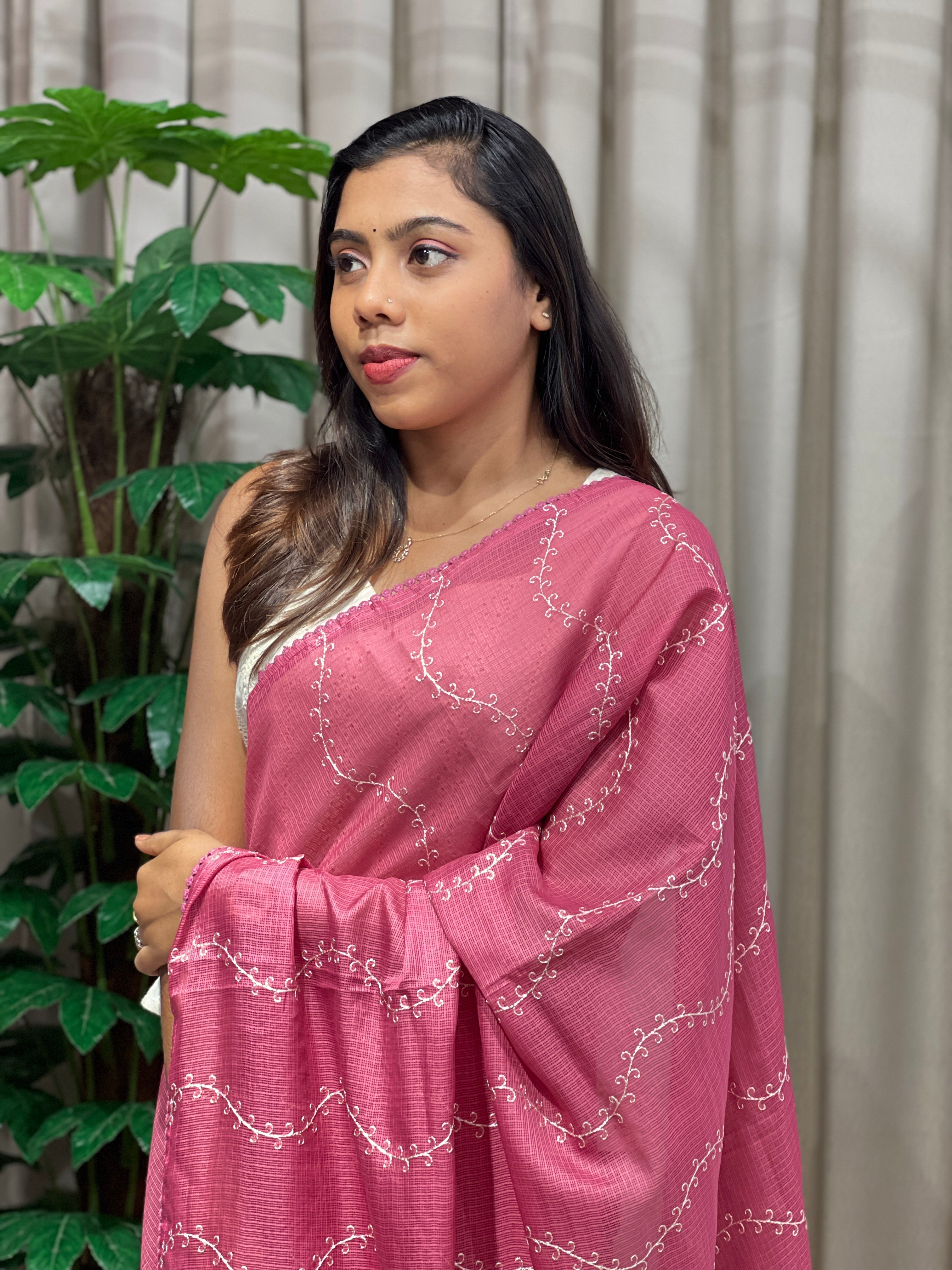 Embroidery Detailed Silky Kota Saree | BLD2048