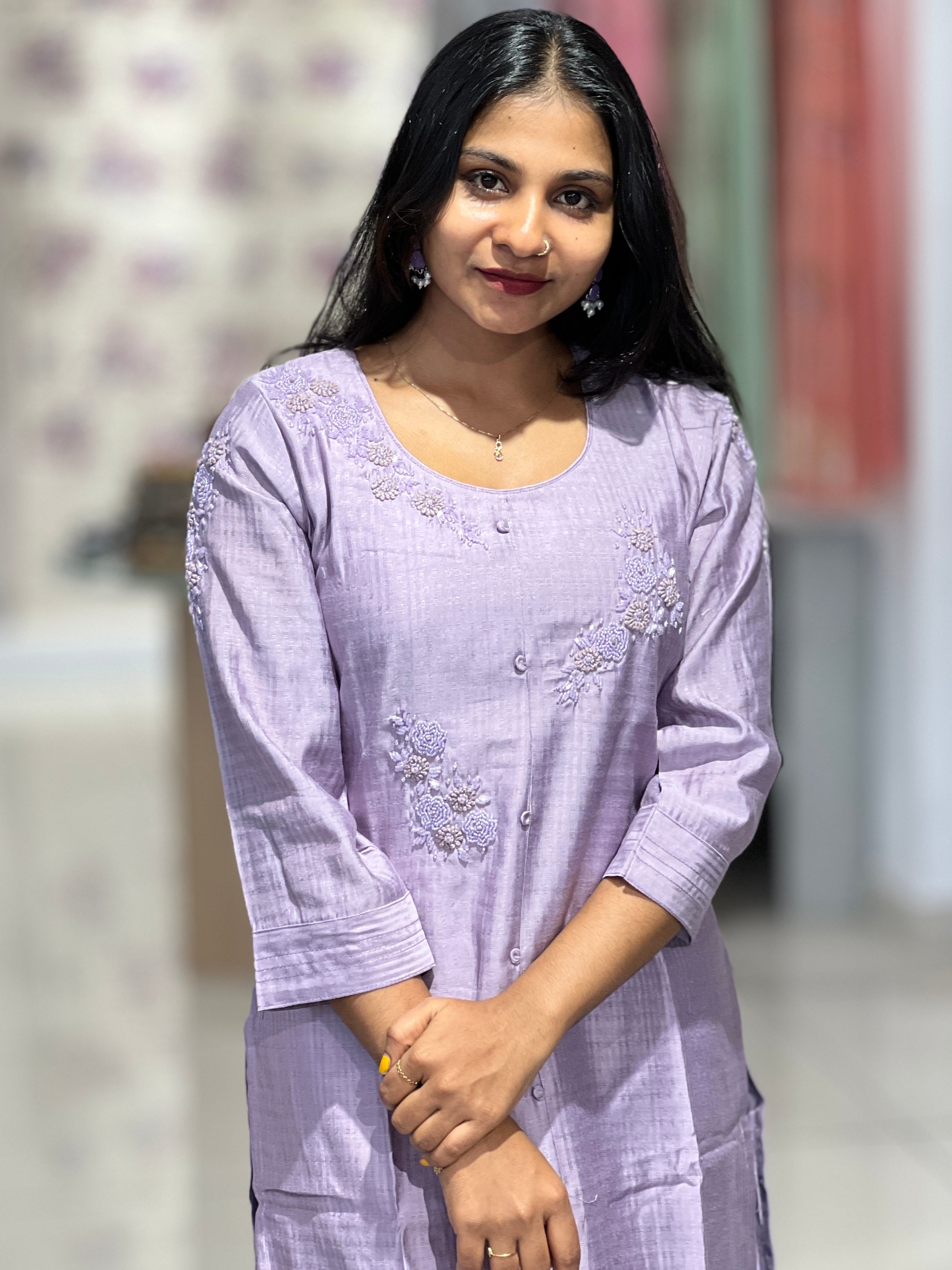 Hand Work Detailed Chanderi Finish Kurta | YAS131