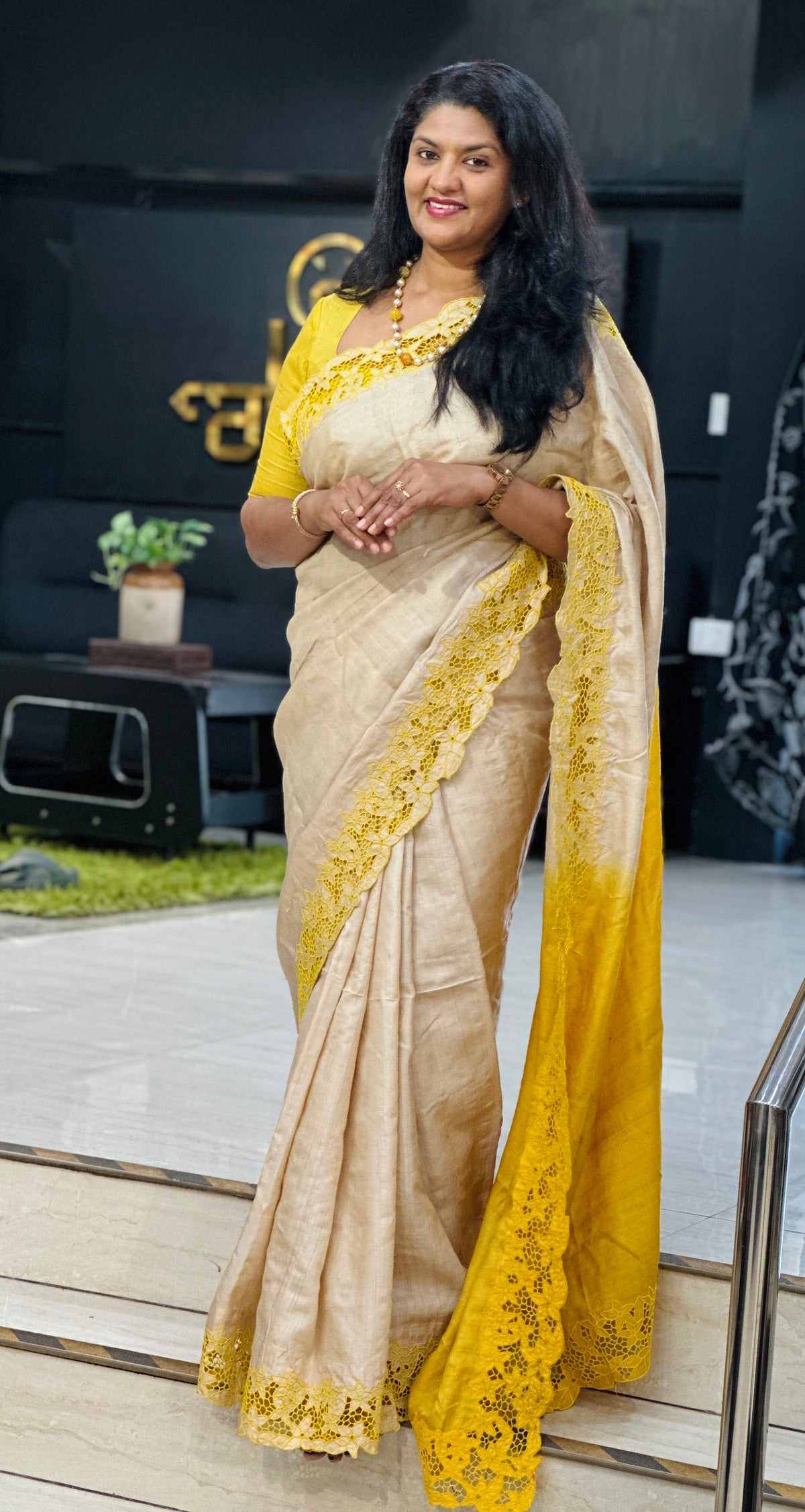 Floral Twine Cut Work Pure Desi Tussar Saree | TC514