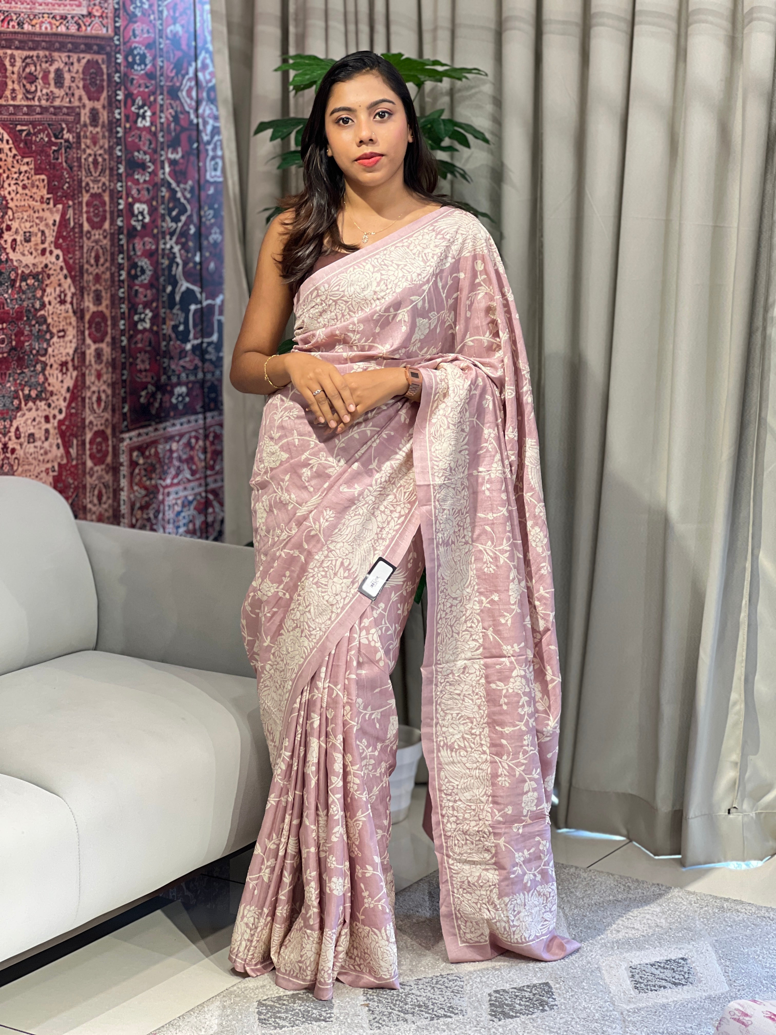 Digital Print With Kantha Detailed Semi Silk Saree | SSN368