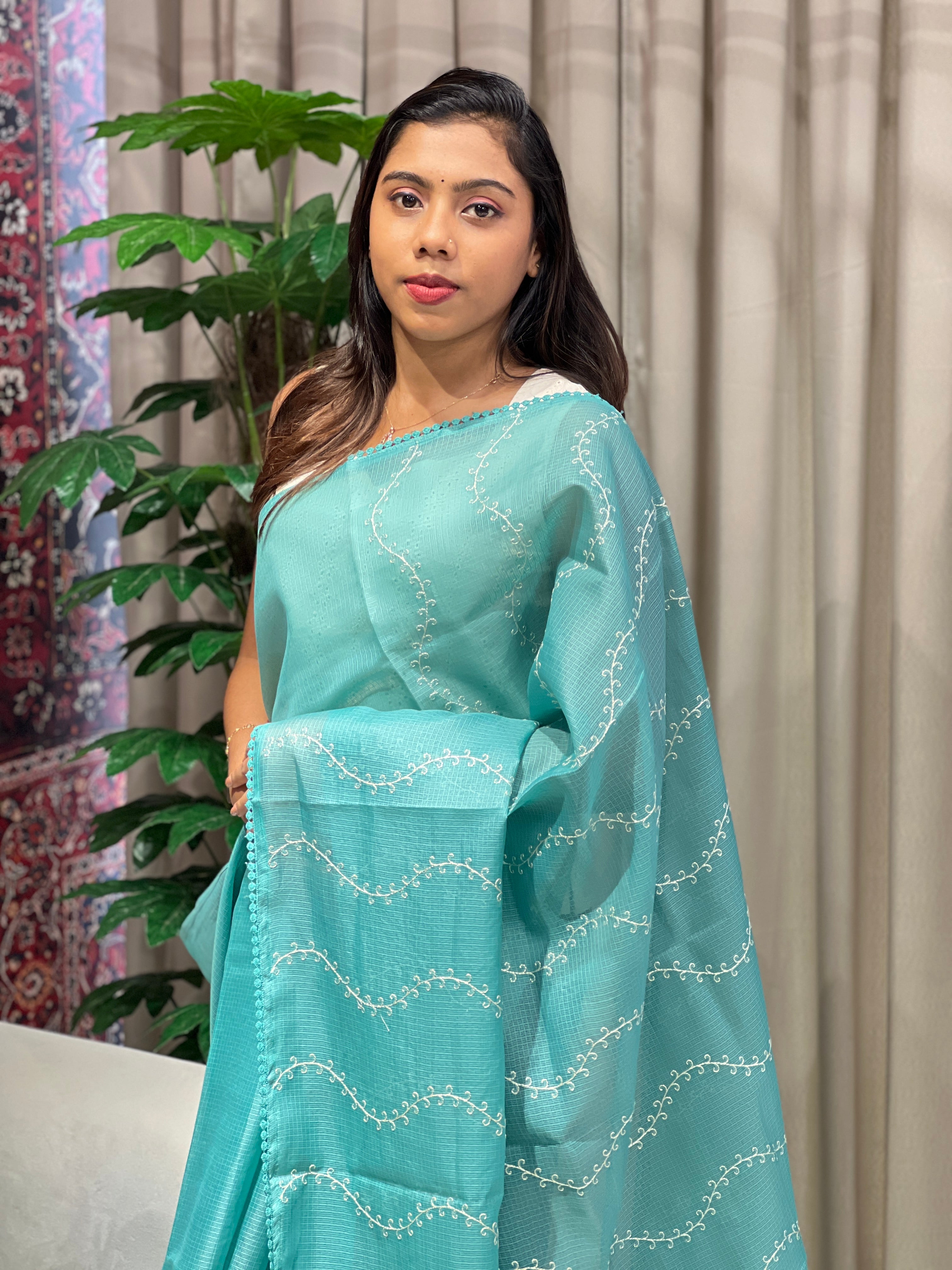 Embroidery Detailed Silky Kota Saree | BLD2047