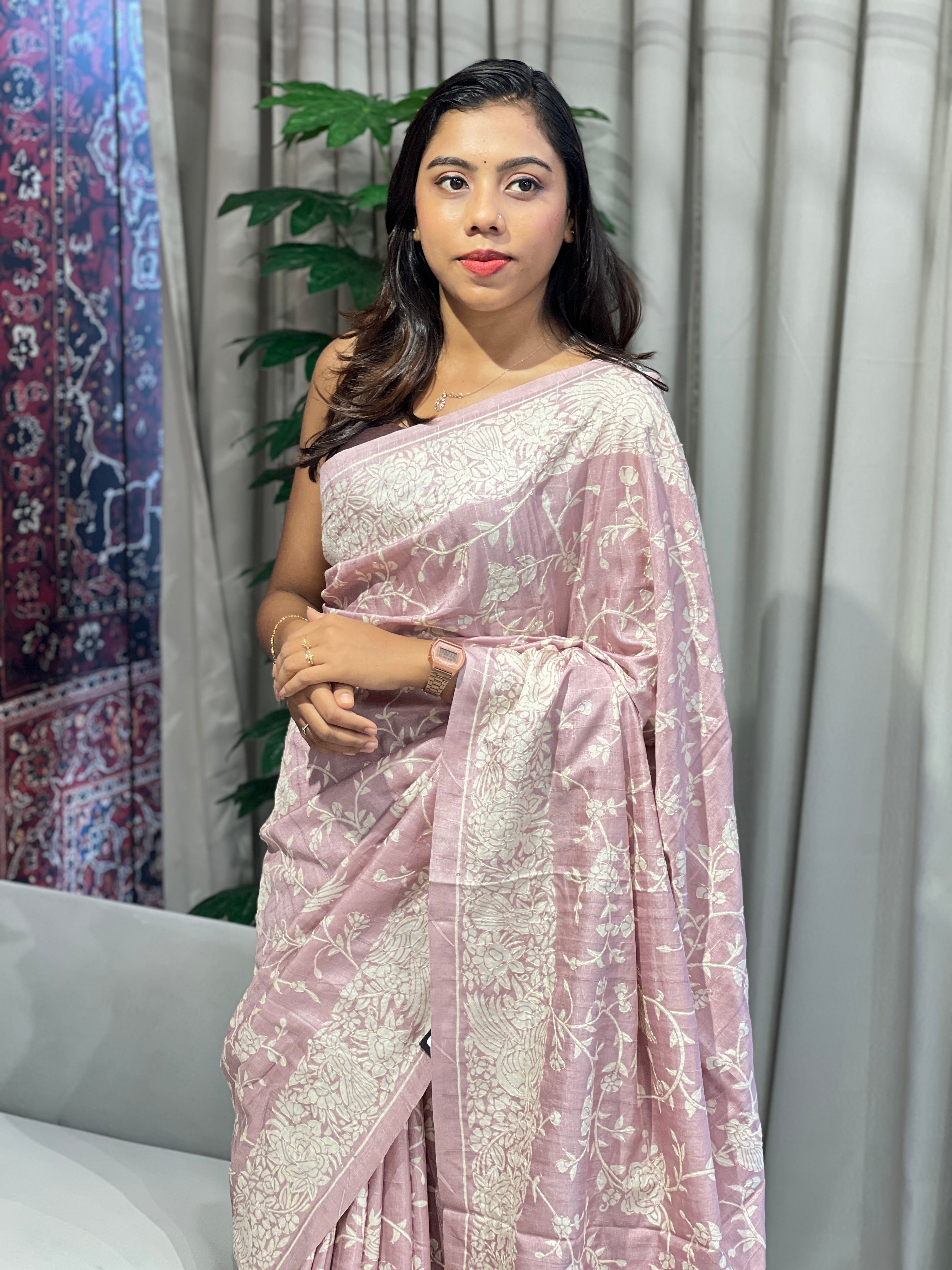 Digital Print With Kantha Detailed Semi Silk Saree | SSN368