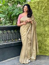 Stripe Weaving Pattern Bhagalpuri Linen Saree | SK266