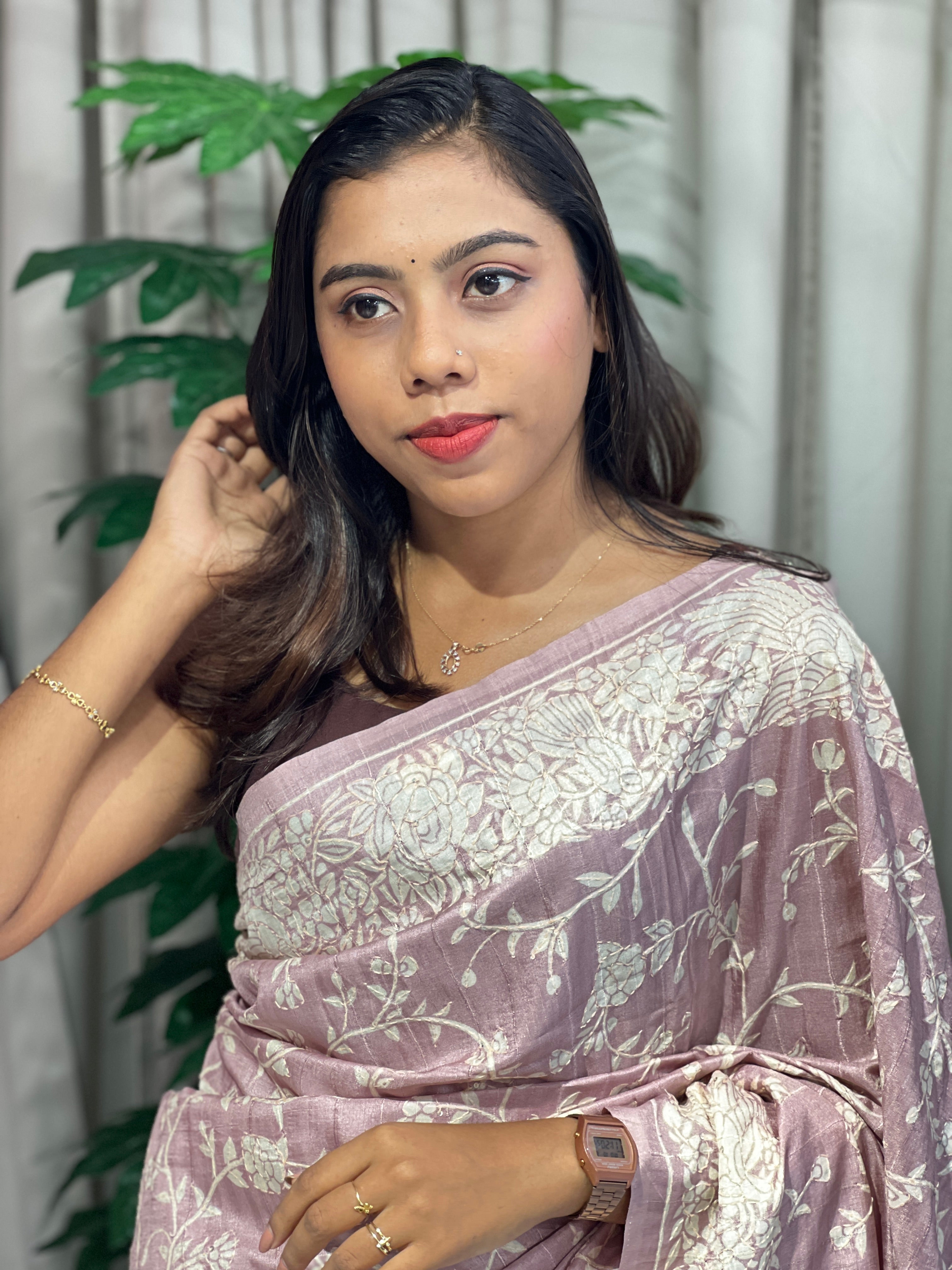 Digital Print With Kantha Detailed Semi Silk Saree | SSN368