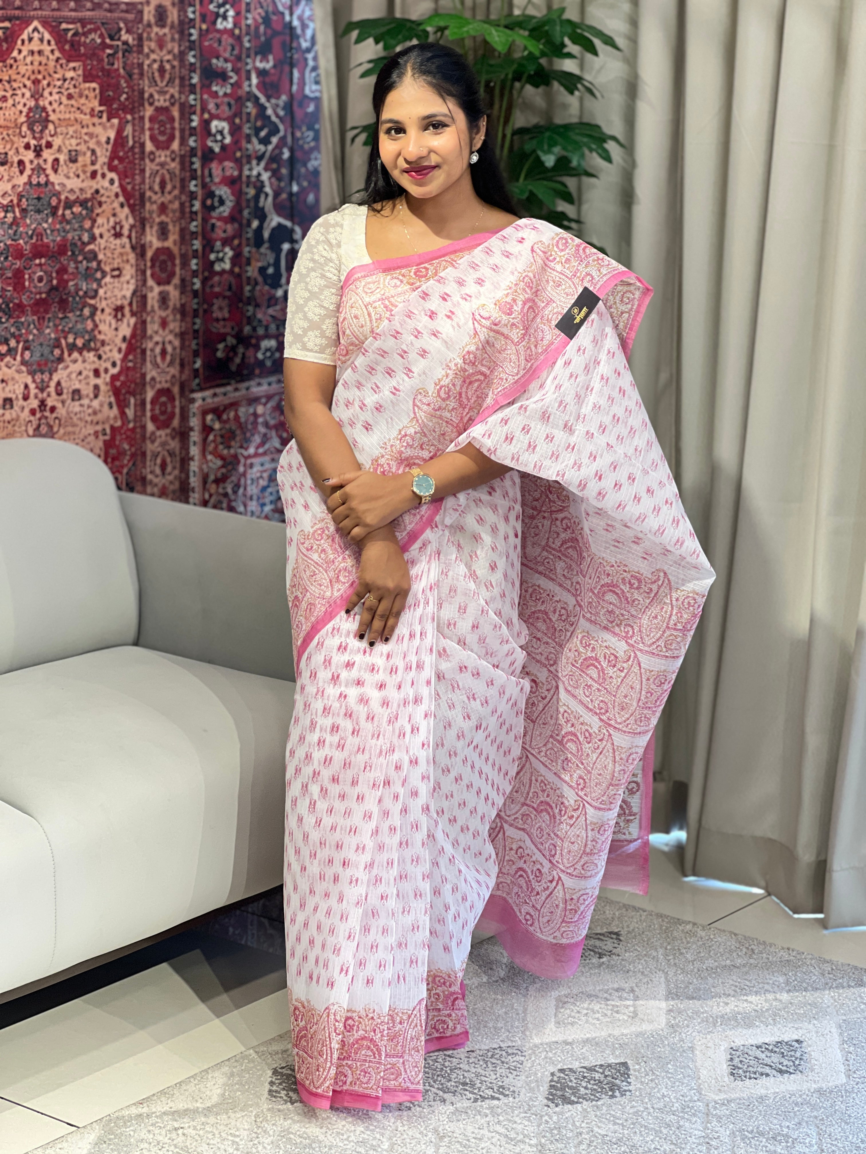 Printed Cotton Blend Saree | VDA187