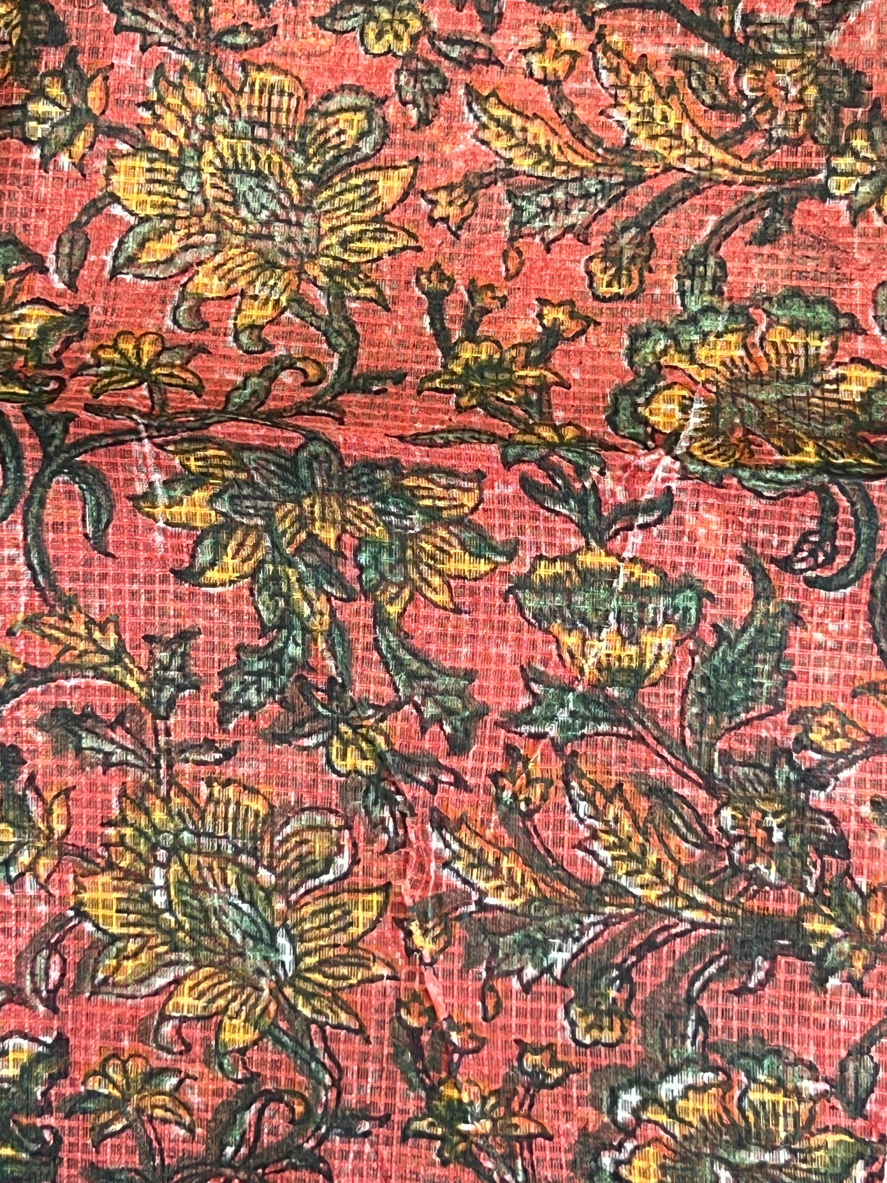 Block Printed Muga Check Kota Saree | JSC613