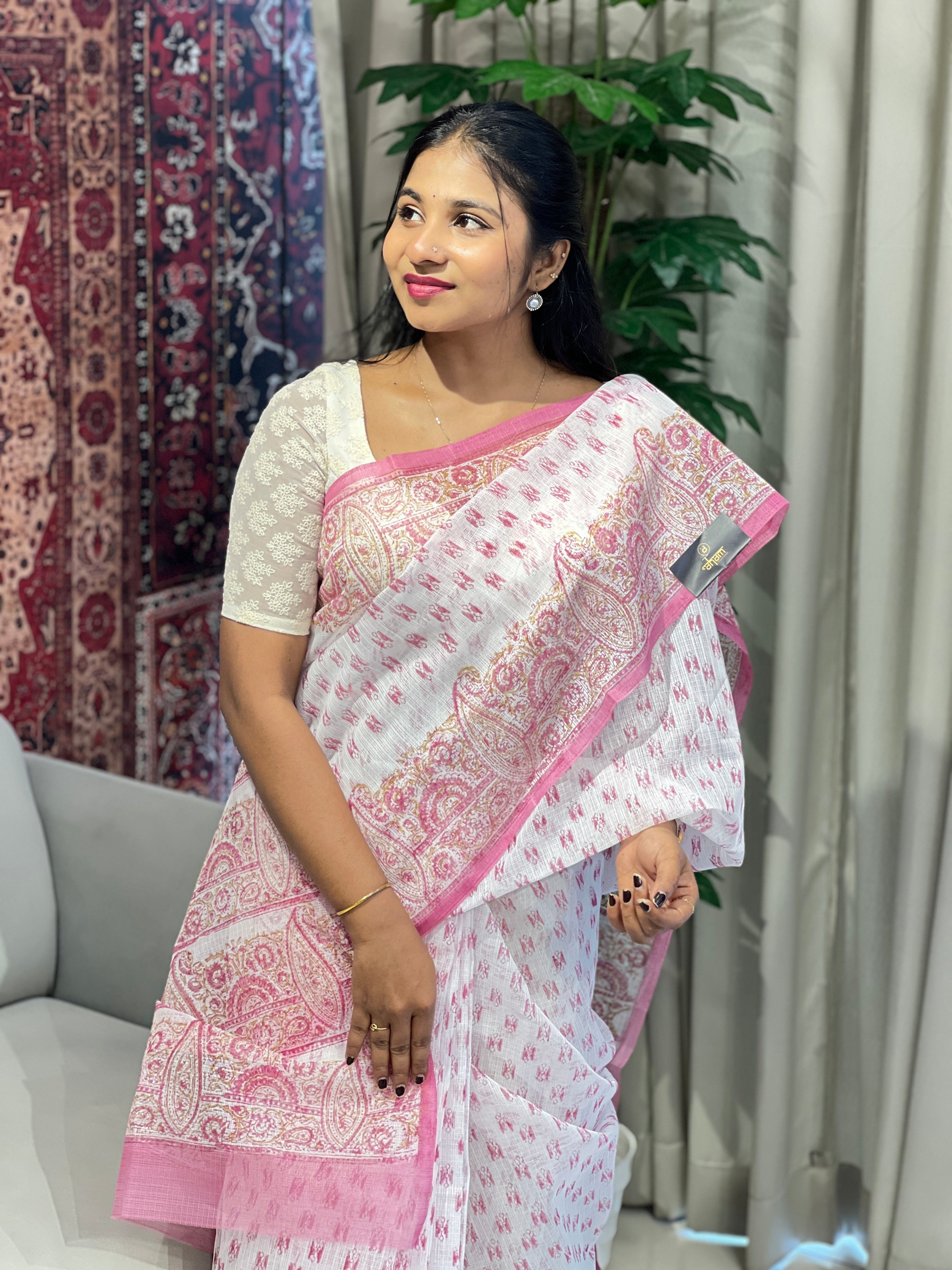Printed Cotton Blend Saree | VDA187