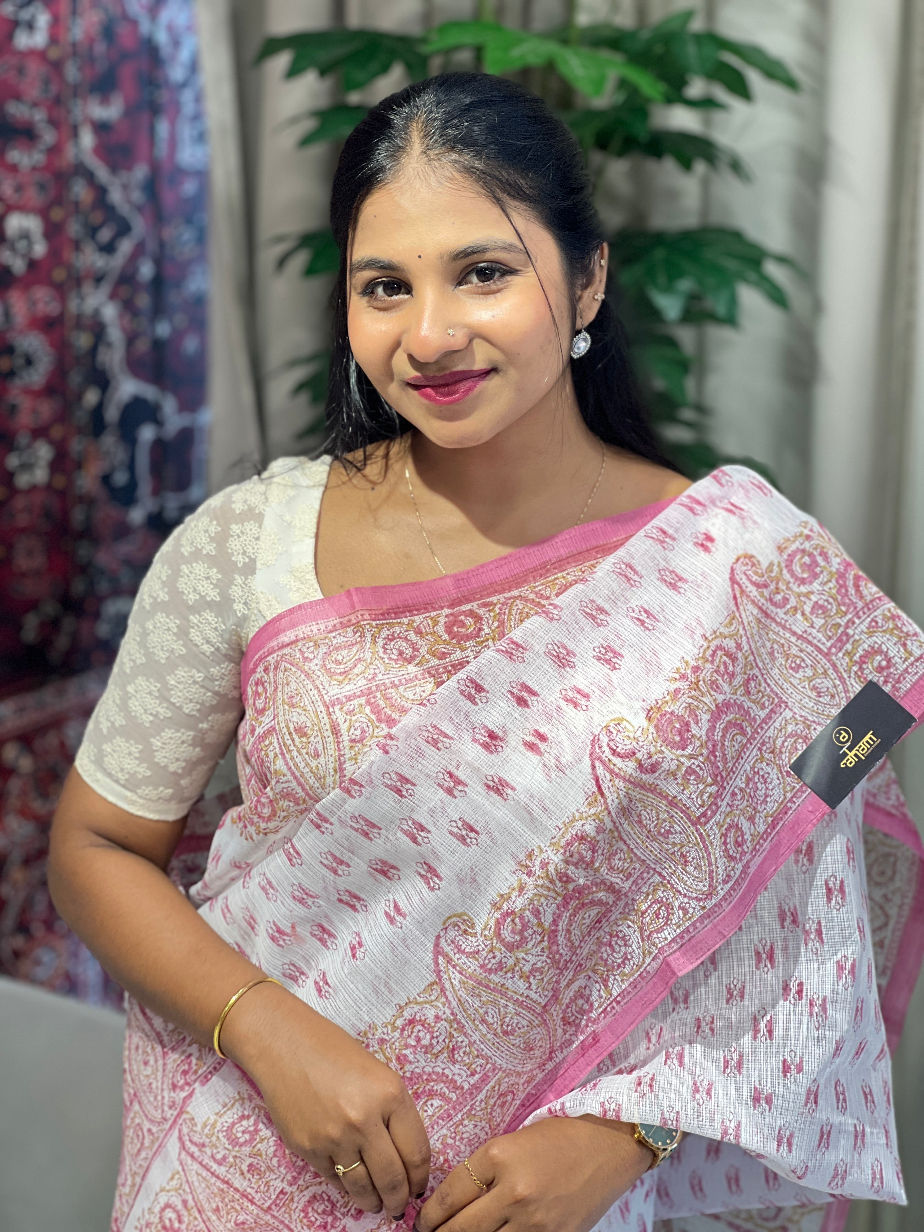 Printed Cotton Blend Saree | VDA187