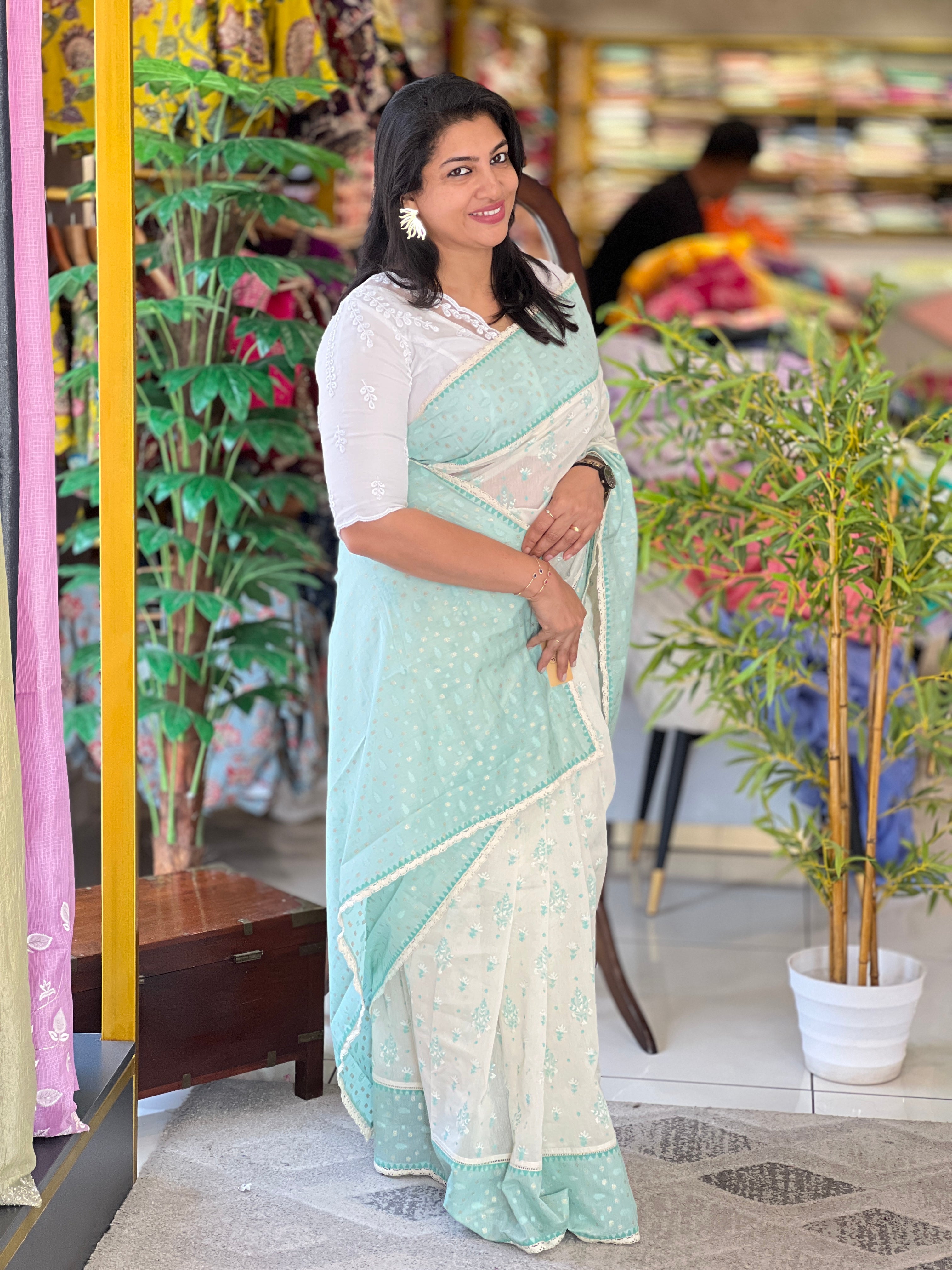 Hand Block Printed Chanderi Saree | JSC607