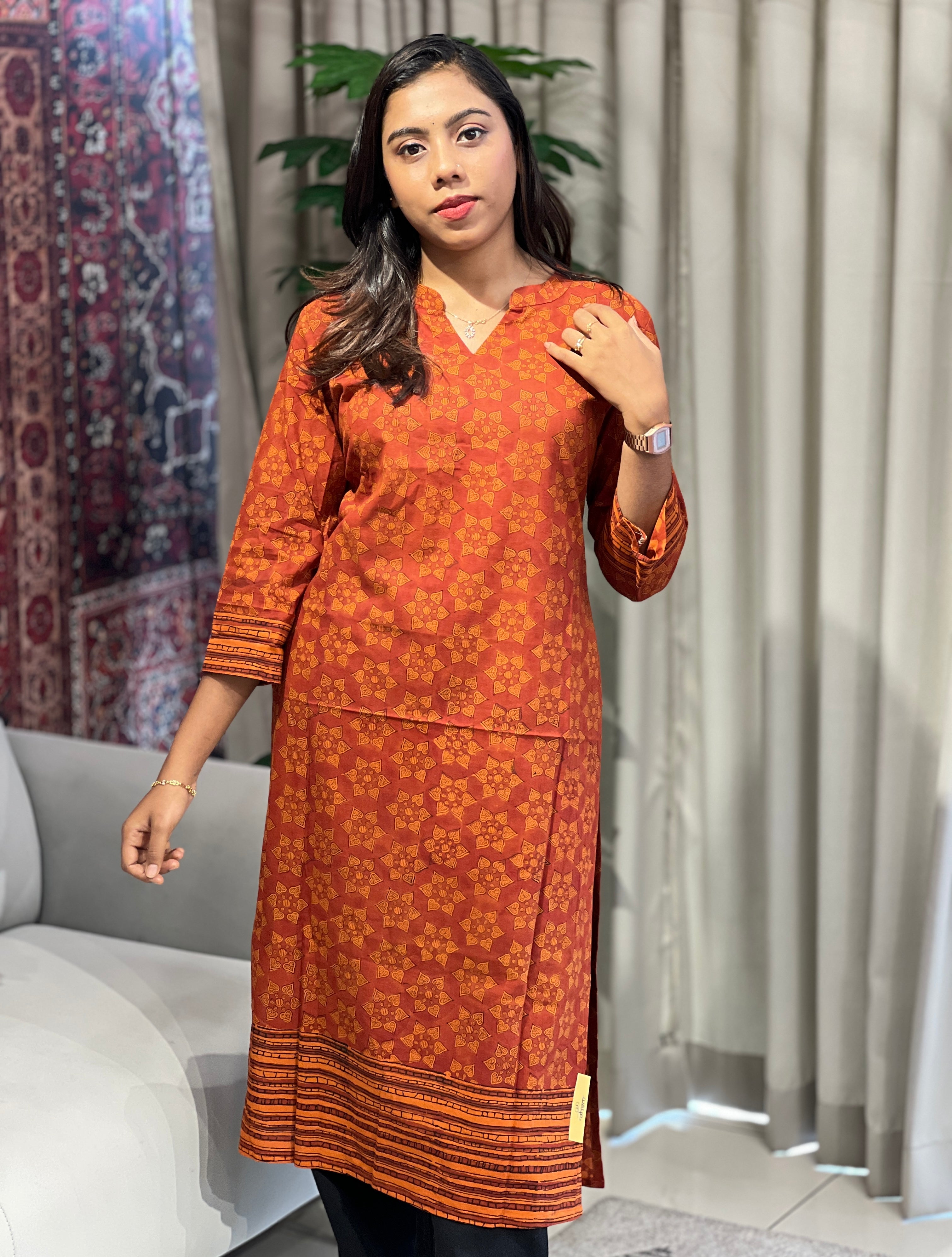 Printed Cotton Kurta  | DNT839