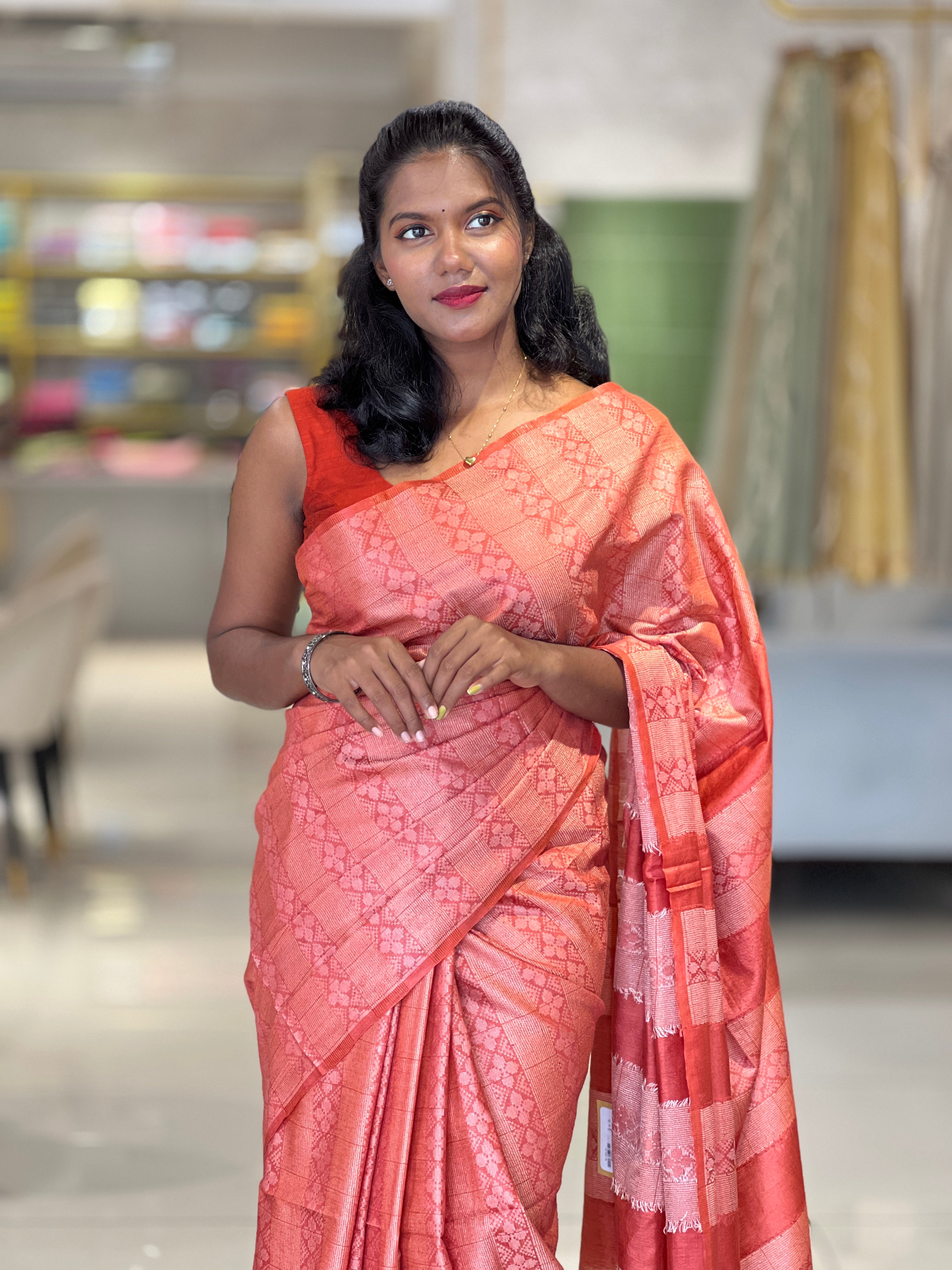 Thread Weaving Semi Tussar Saree | PNS233
