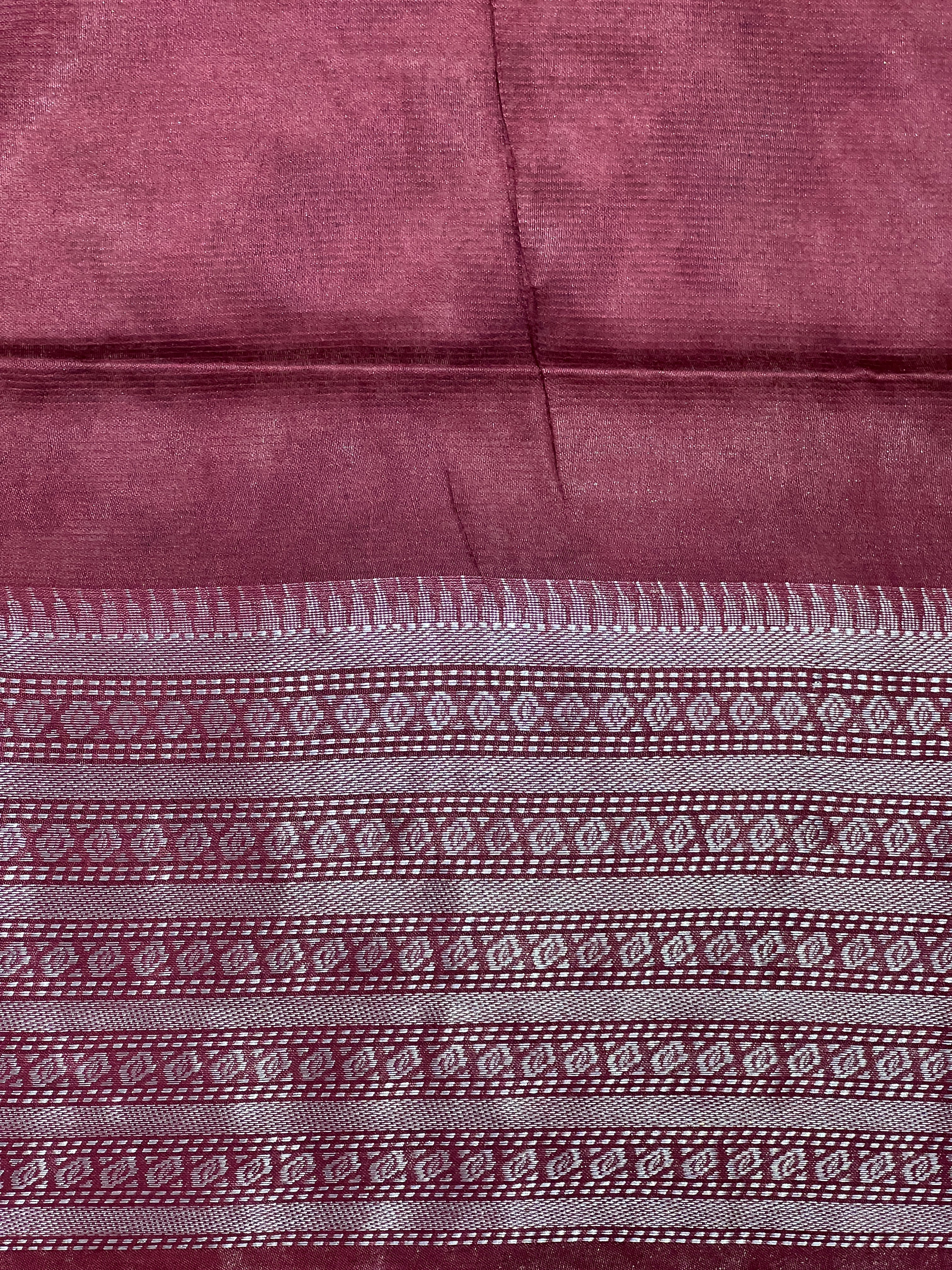 Floral Embroidery Bhagalpuri Linen Saree | NHH644