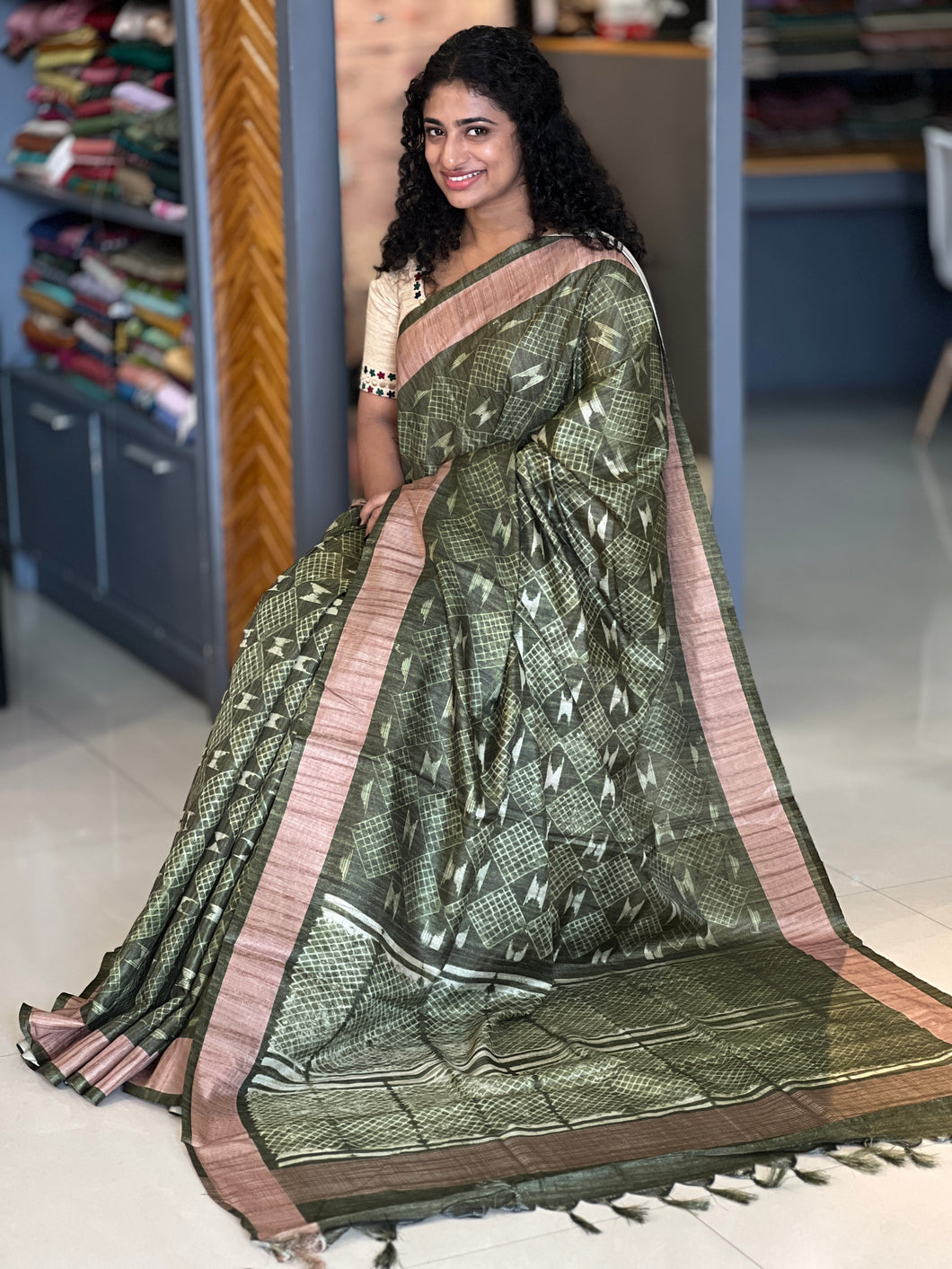 Digital Print Design Semi Tussar Saree | KSD125