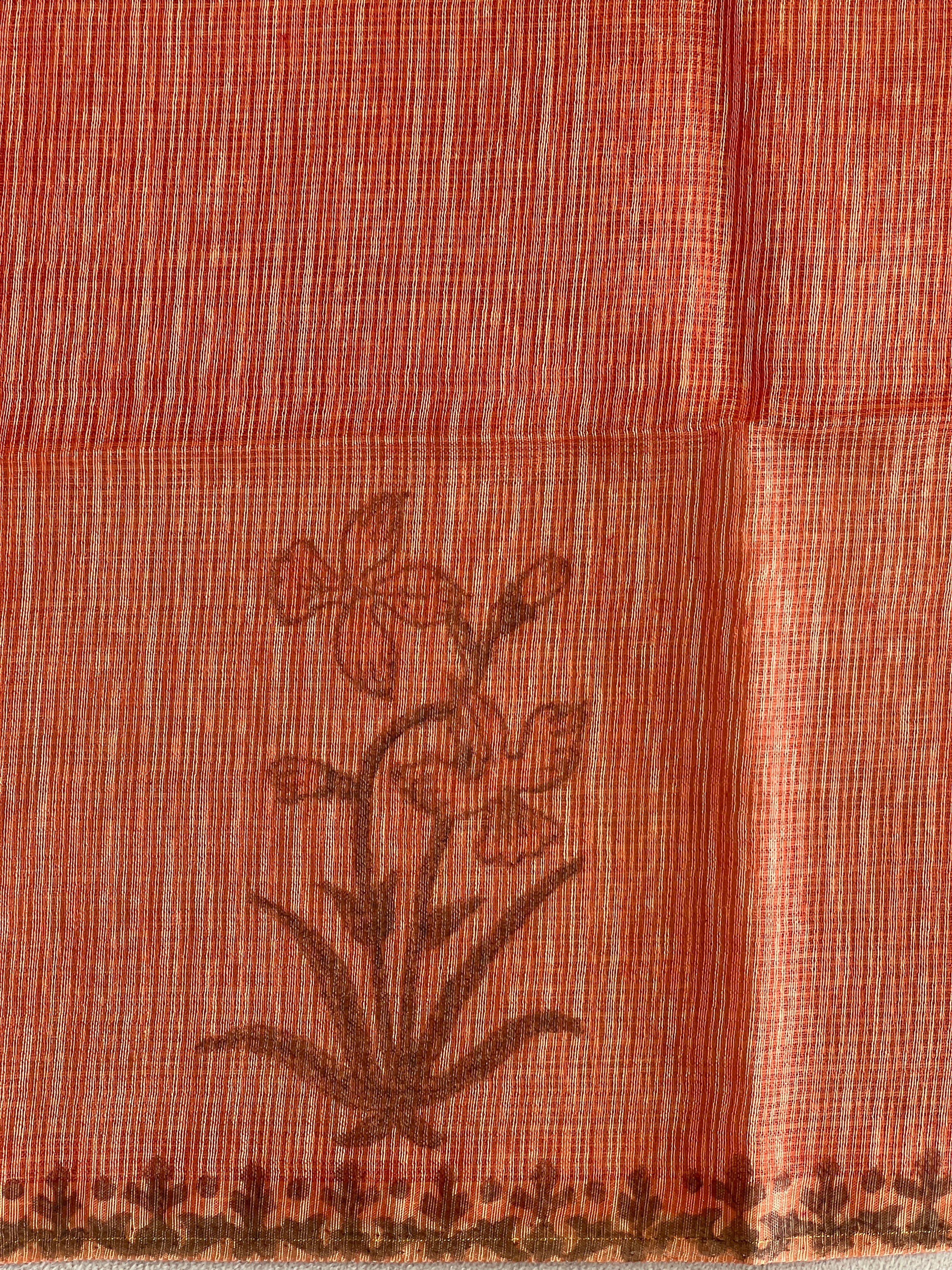 Block Printed Muga Check Kota Saree | JSC623