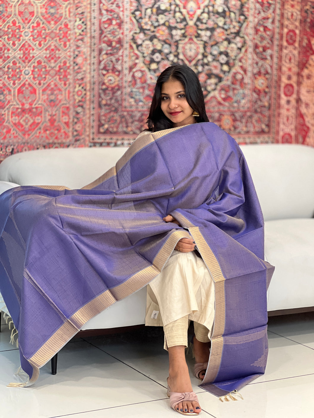 Fluted Border Detailed Tissue Dupatta | TSP173