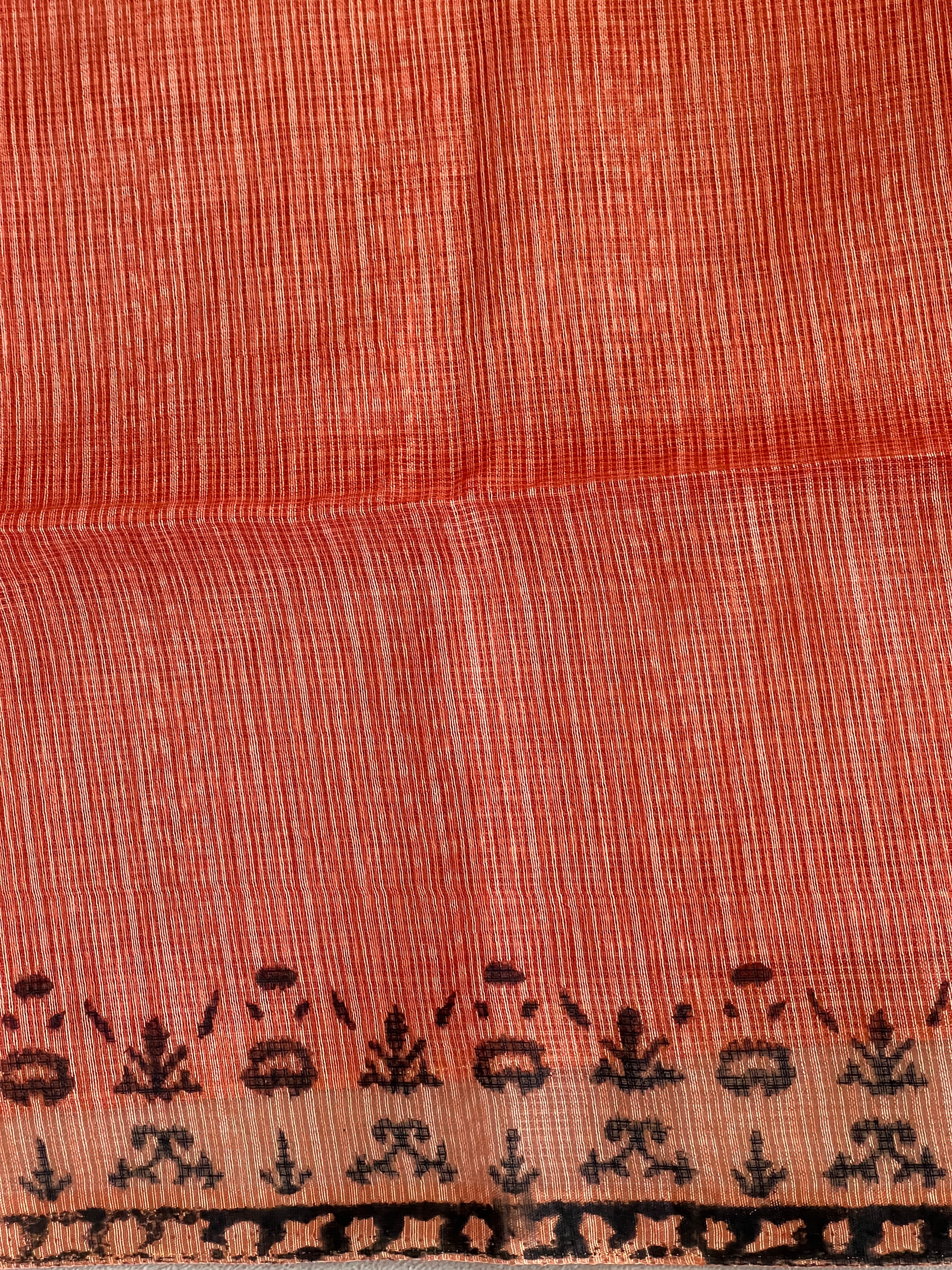 Block Printed Muga Check Kota Saree | JSC622