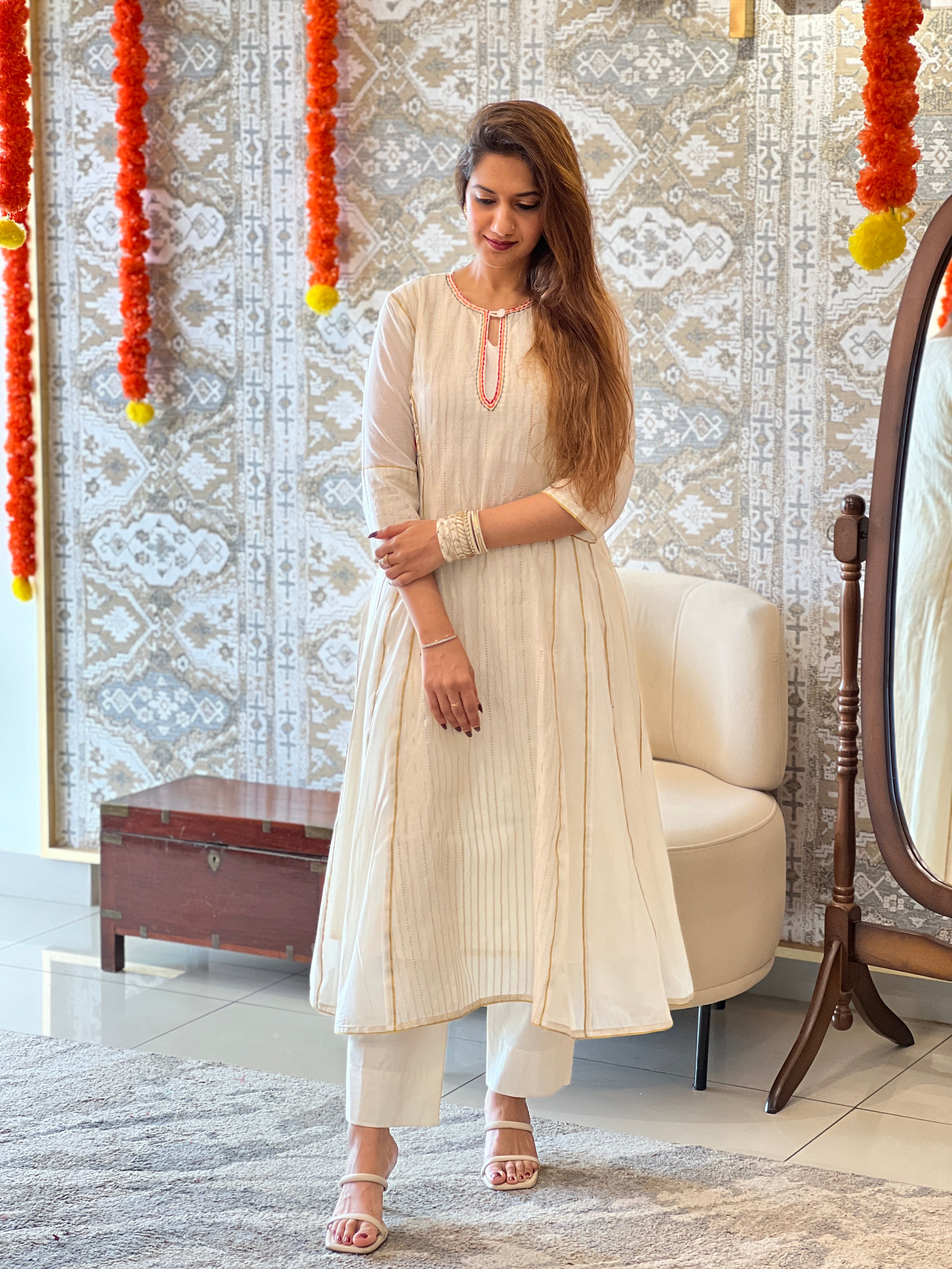 Kanakamulla Editz :-Floral Embroidered Anarkali Set (Un Stitched ) | OKM106