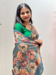 Floral Printed Semi Silk Saree | RP497