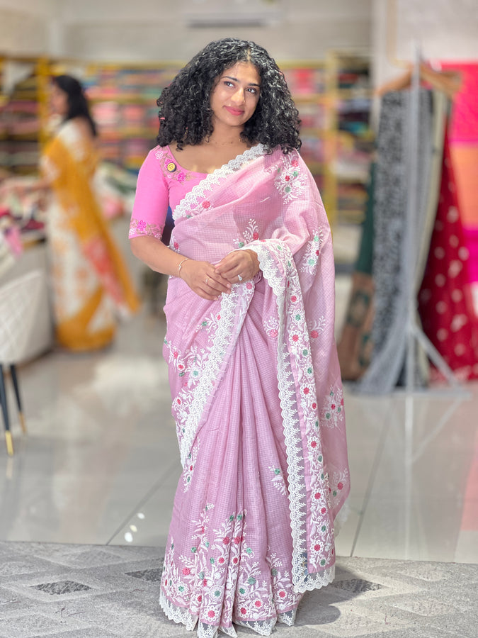 Computerized Machine Embroidery Silky Kota Saree | KSD159