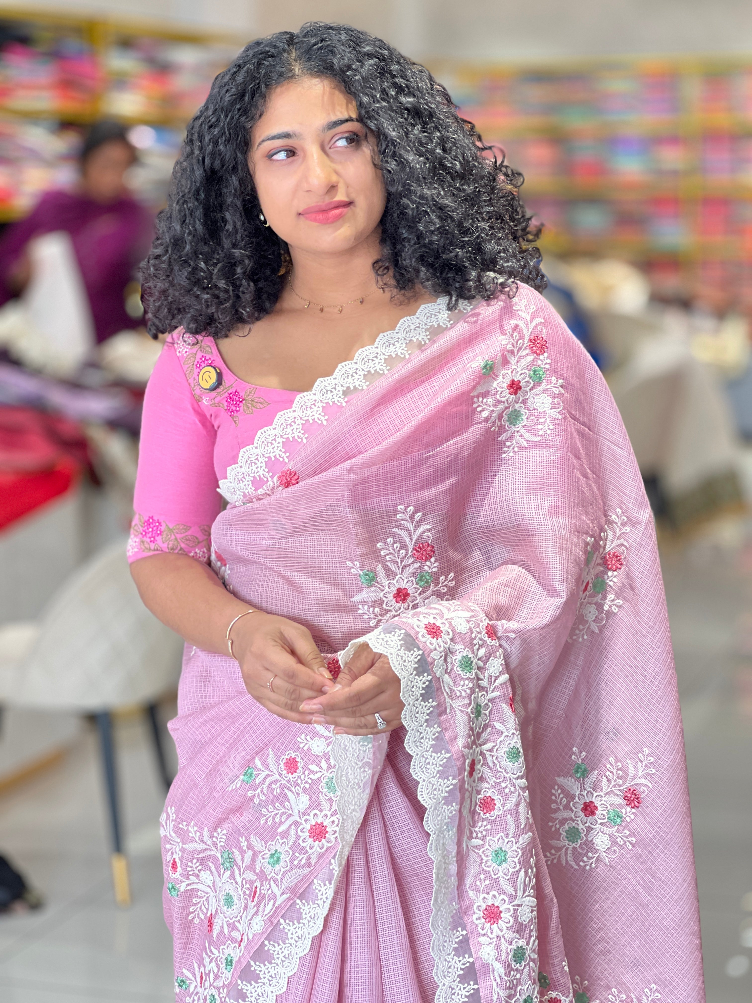 Computerized Machine Embroidery Silky Kota Saree | KSD159