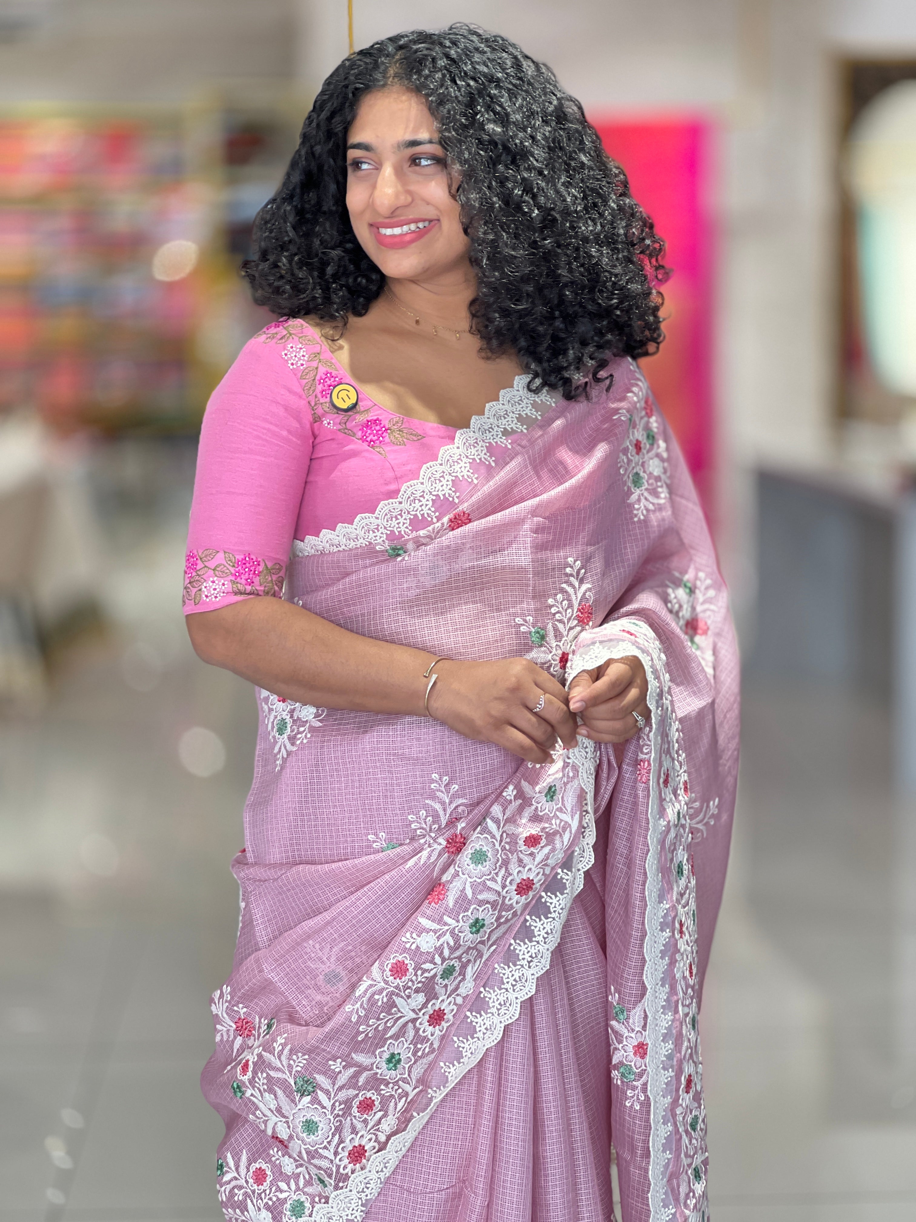 Computerized Machine Embroidery Silky Kota Saree | KSD159