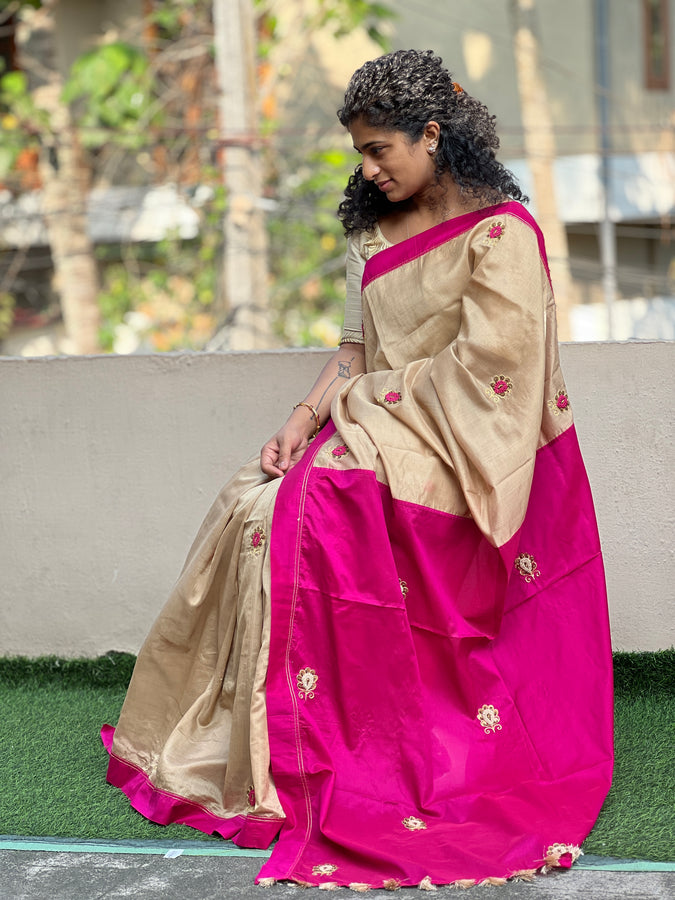 Contrast Bordered Chanderi Saree | AHD1444