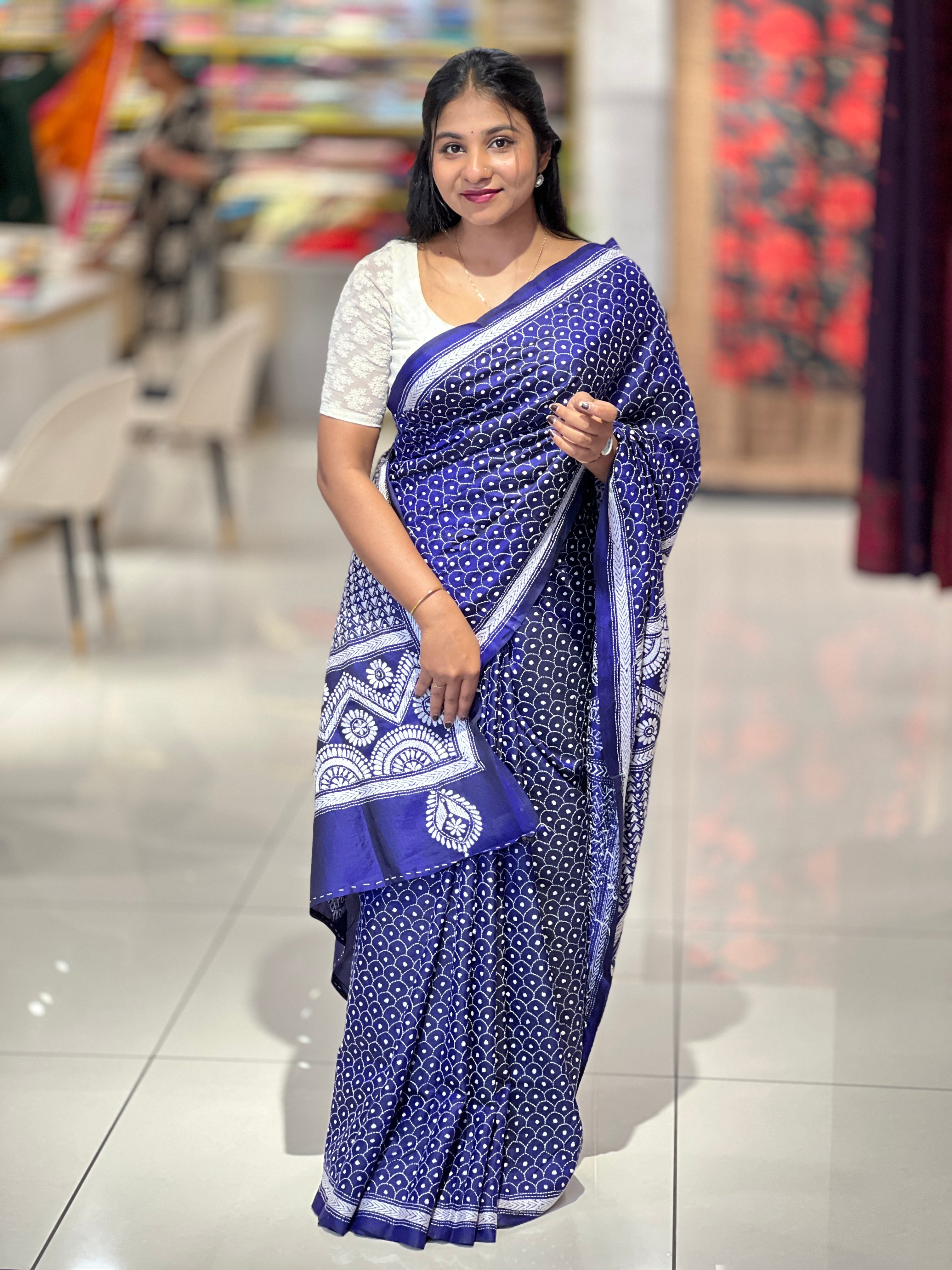 Hand Kantha Embroidered Pure Tussar Saree | AYD149