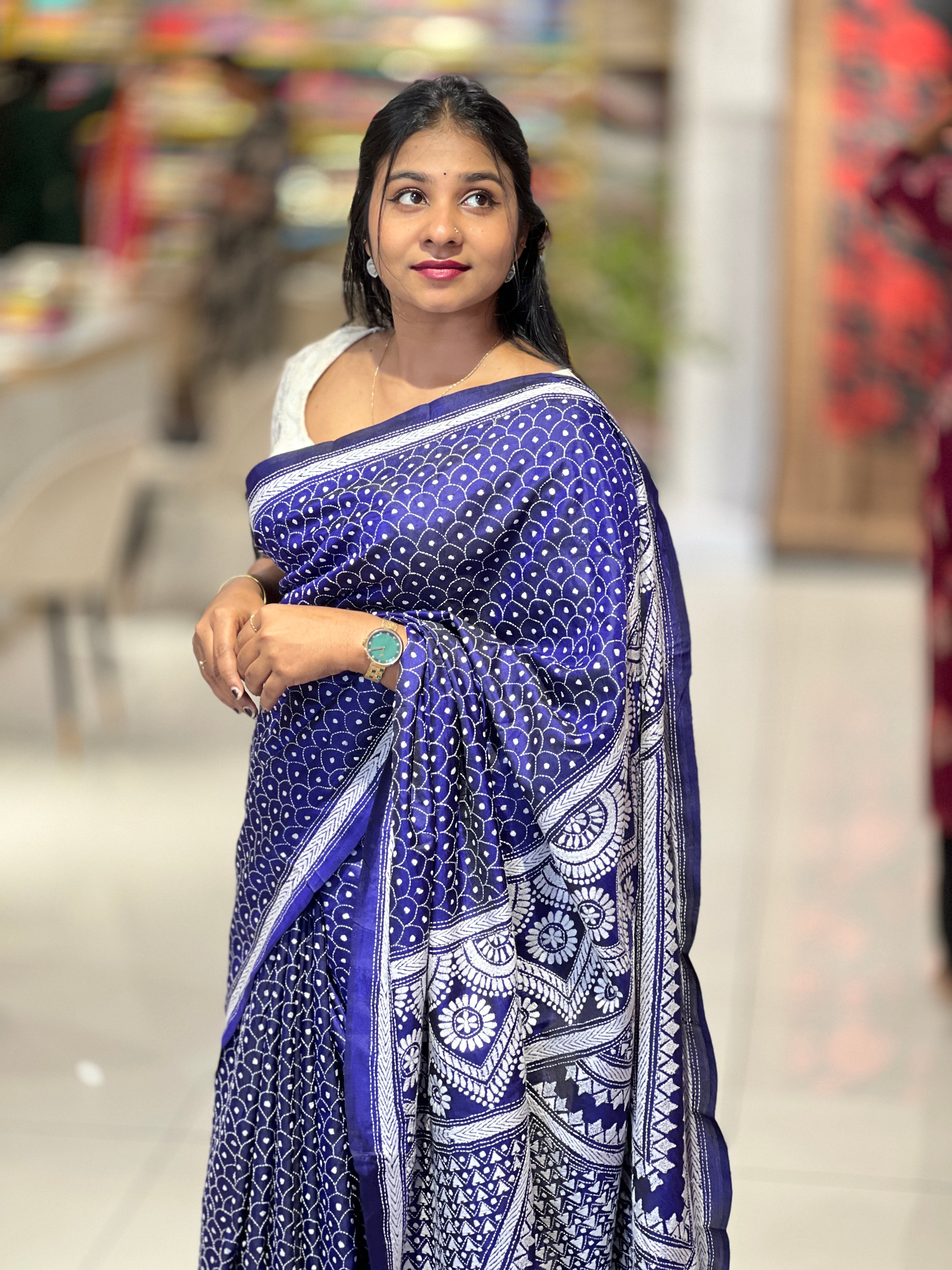 Hand Kantha Embroidered Pure Tussar Saree | AYD149